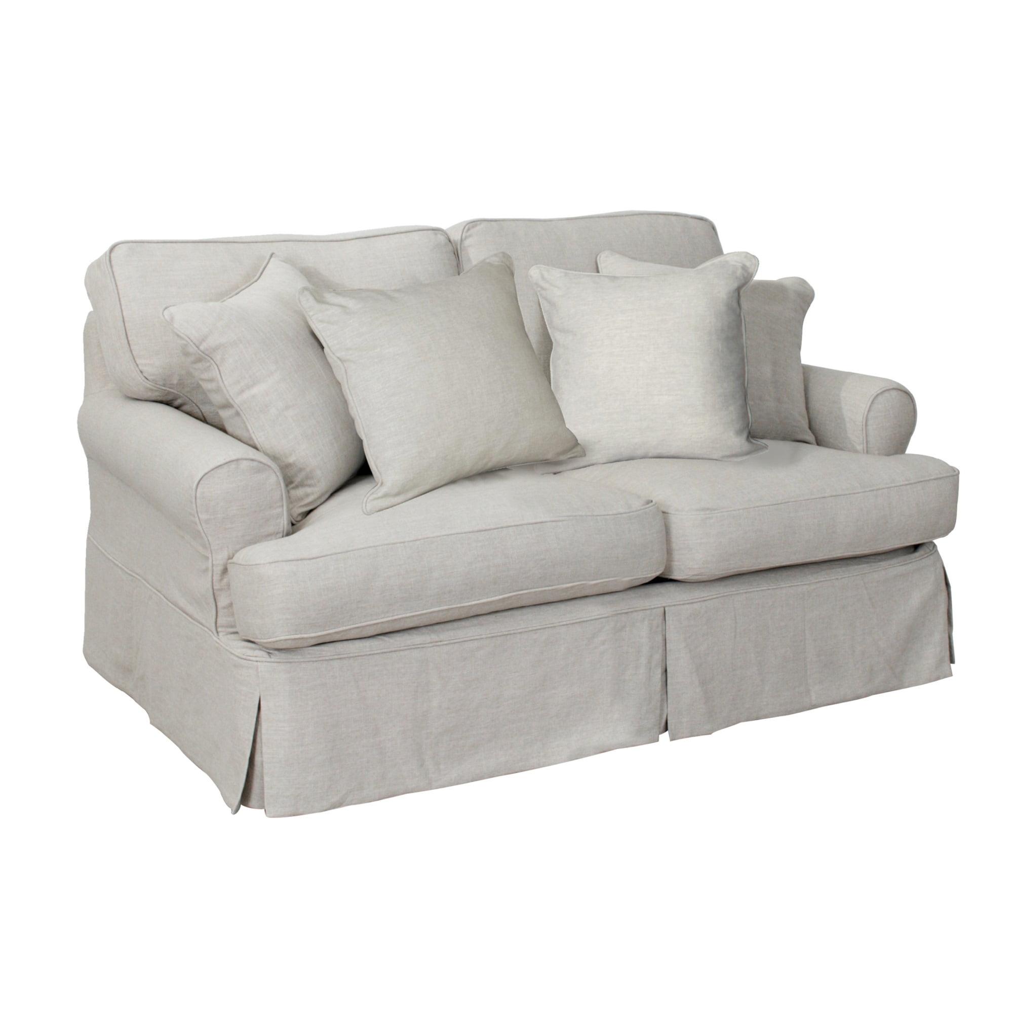 Sunset Trading Horizon Fabric Slipcover for T-Cushion Loveseat in Light Gray