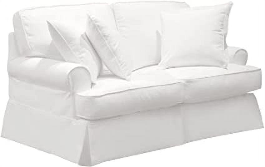 Elegant White Polyester T-Cushion Loveseat Slipcover Set
