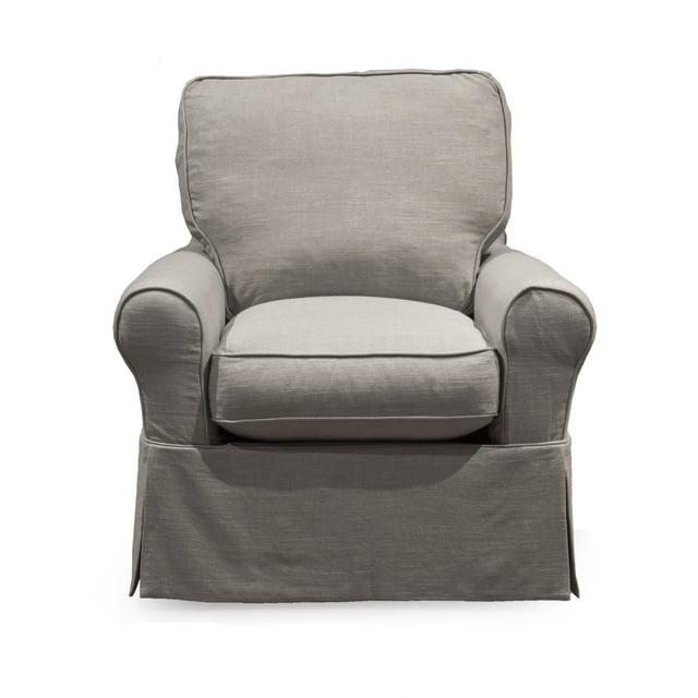 Sunset Trading Horizon Fabric Slipcovered Swivel Rocking Chair in Light Gray