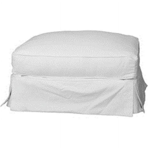 Sunset Trading Americana Cotton Slipcover for Rectangular Ottoman in Warm White
