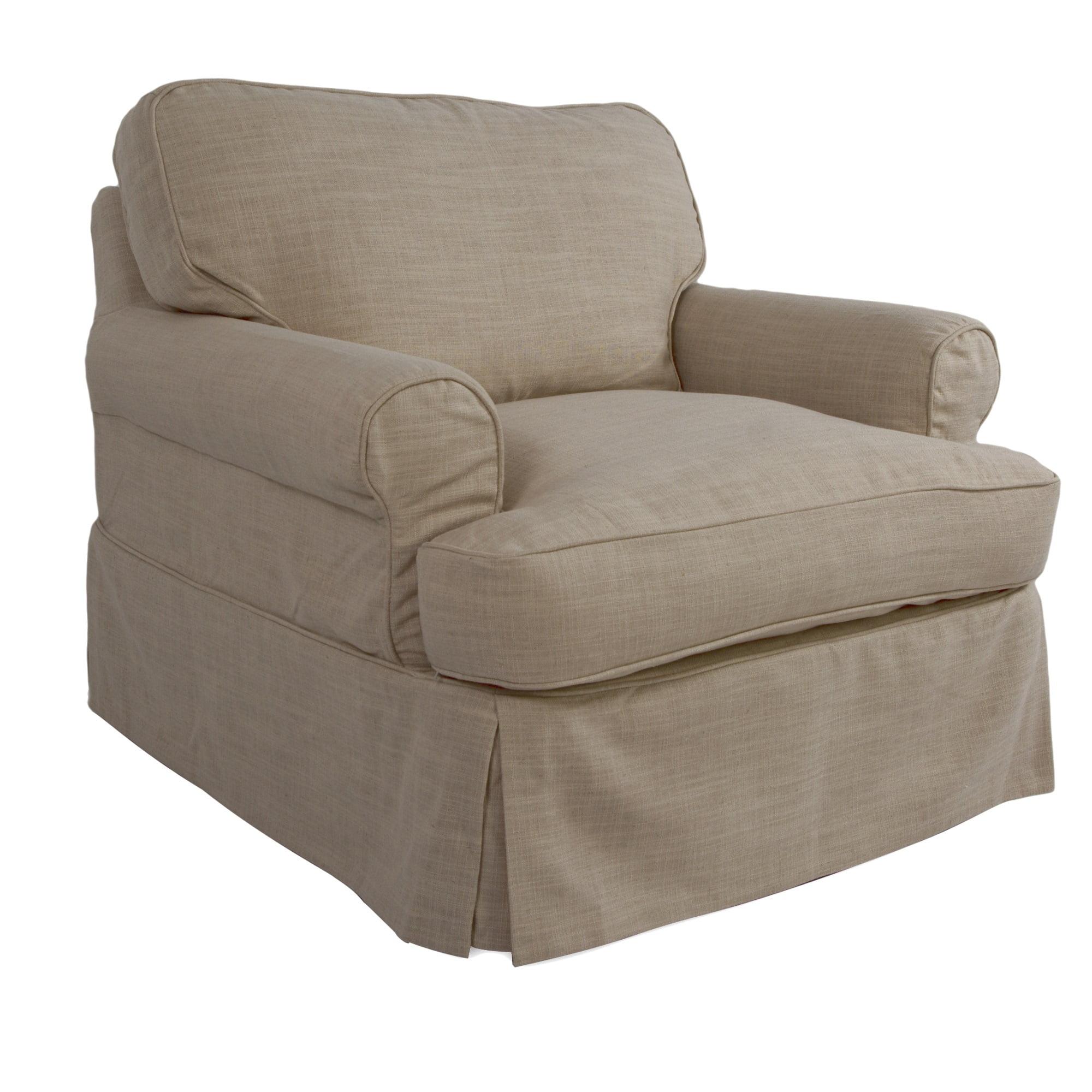 Linen T-Cushion Slipcover for Armchair