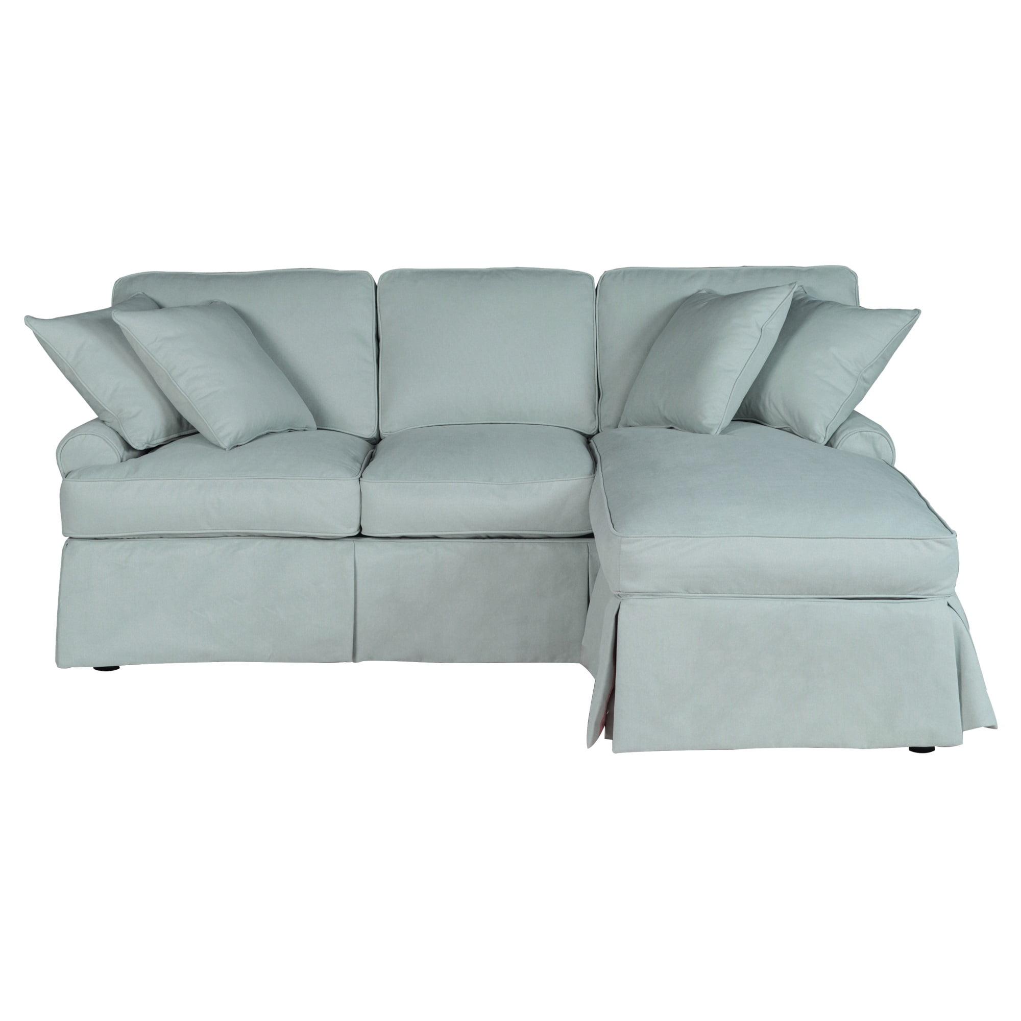 Ocean Blue Linen Twelve Piece Sectional with Down Fill Cushions