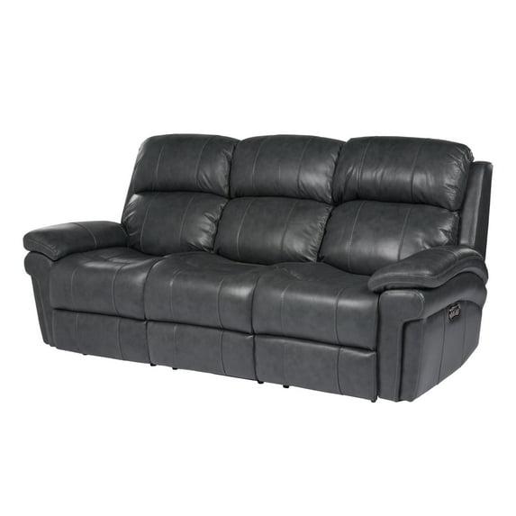 Sunset Trading Luxe Leather Reclining Sofa with Power Headrest in Gray