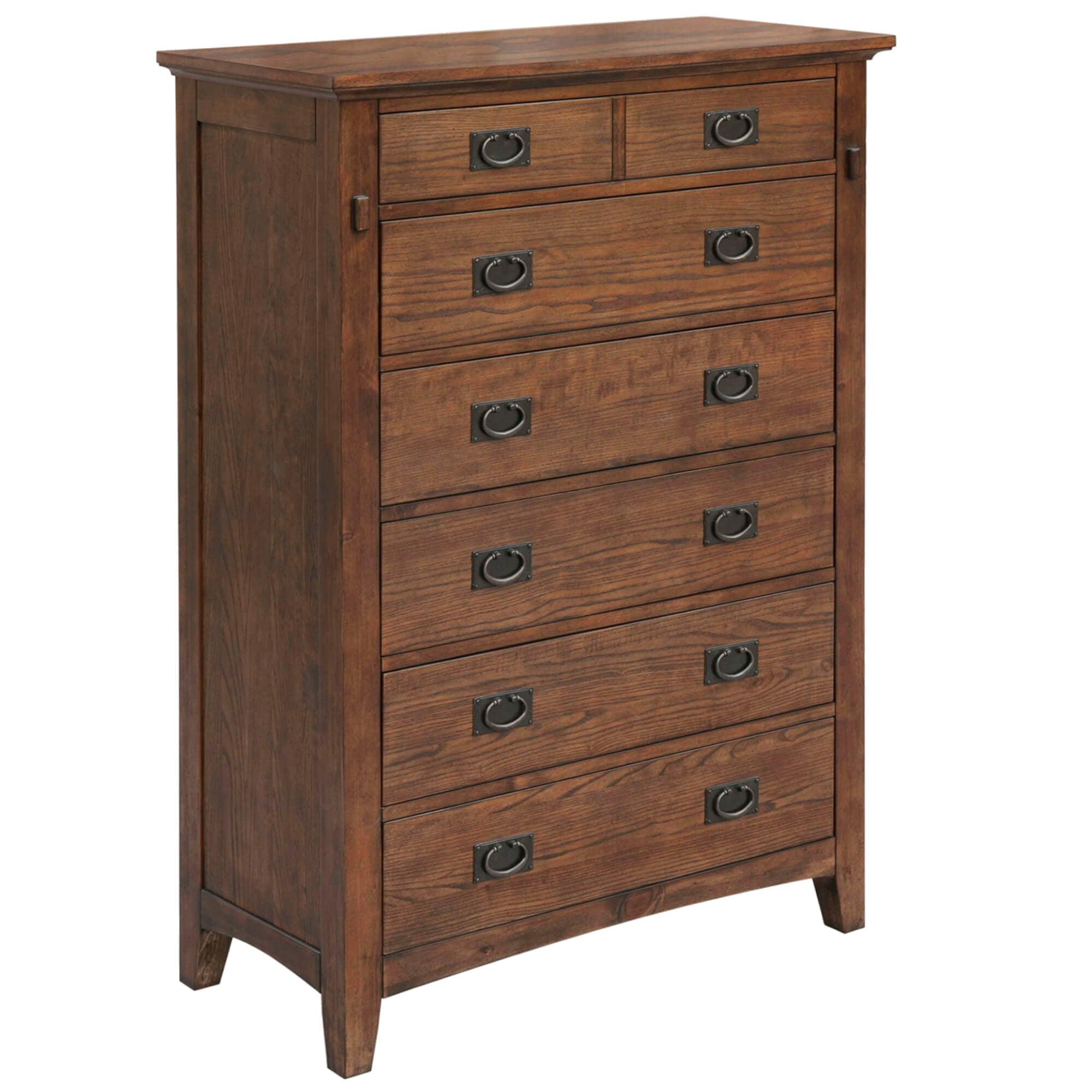 Mission Style Brown Solid Wood 6-Drawer Chest