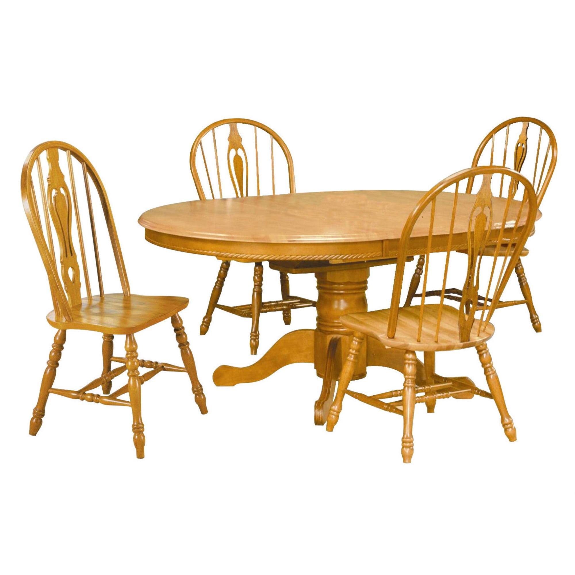 Sunset Trading Oak Selections 5PC 48" Round/Oval Butterfly Dining Table Set Wood