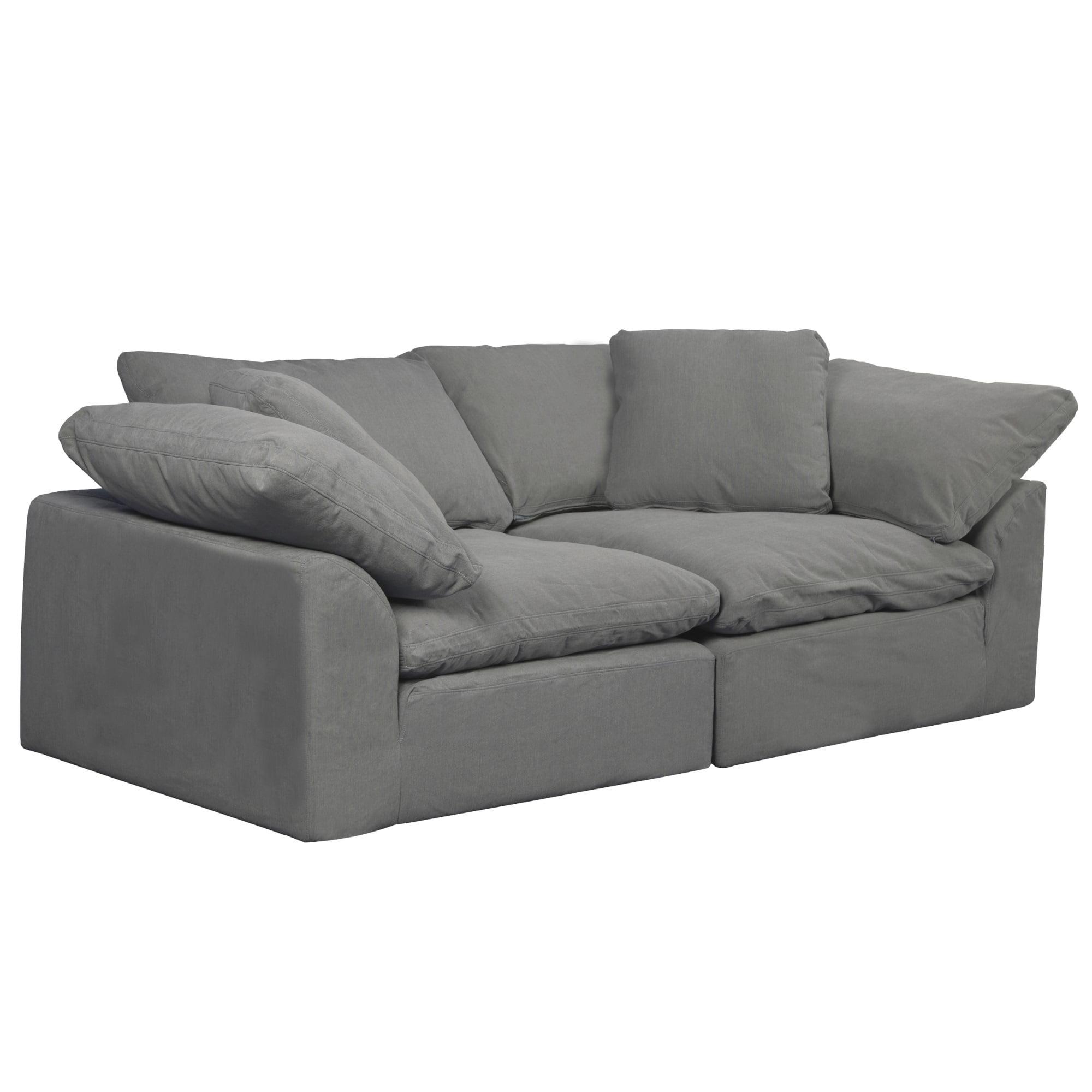 Gray Two-Piece Fabric Sectional with Down Fill Cushions