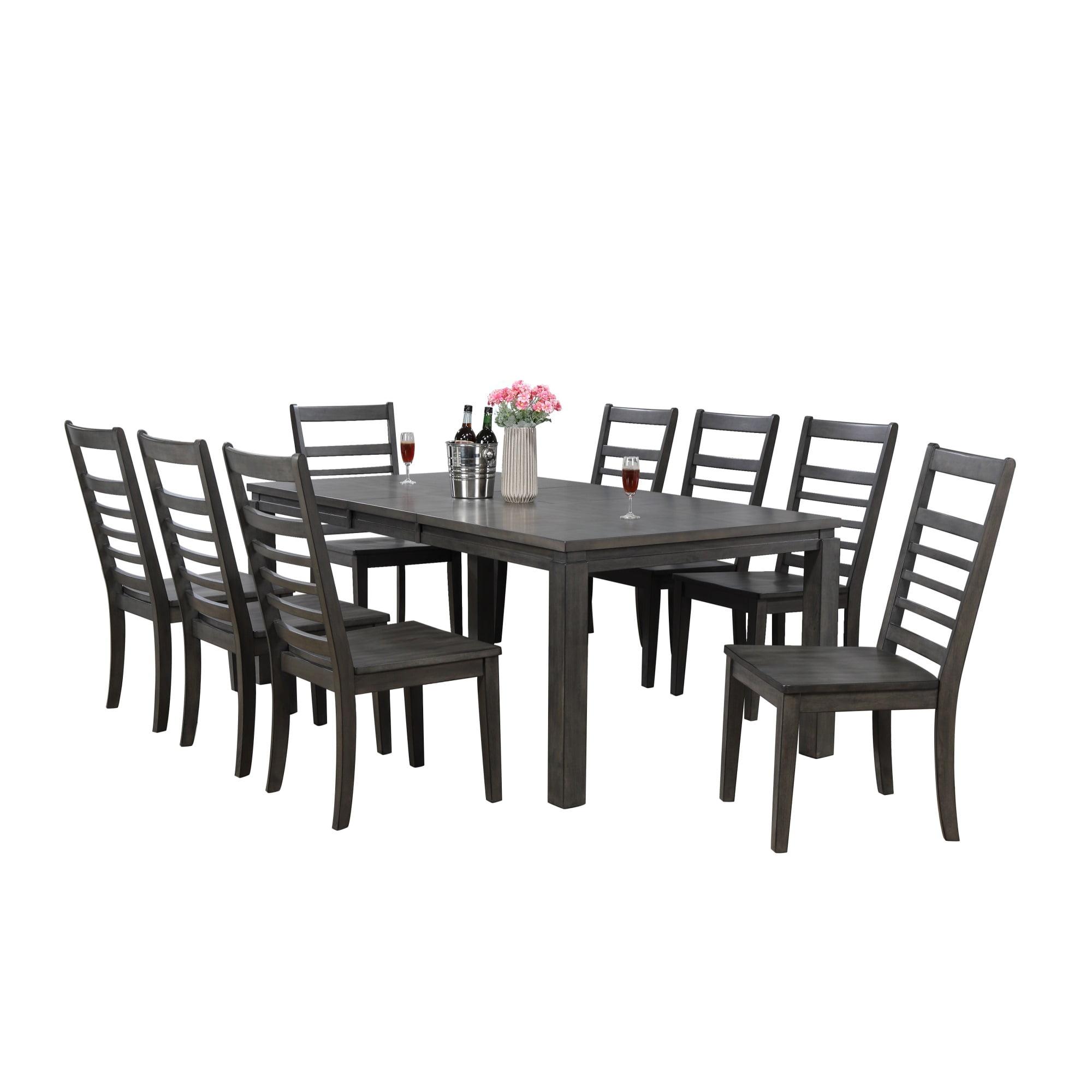 Shades of Gray Traditional 9-Piece Wood Dining Set in Weathered Gray