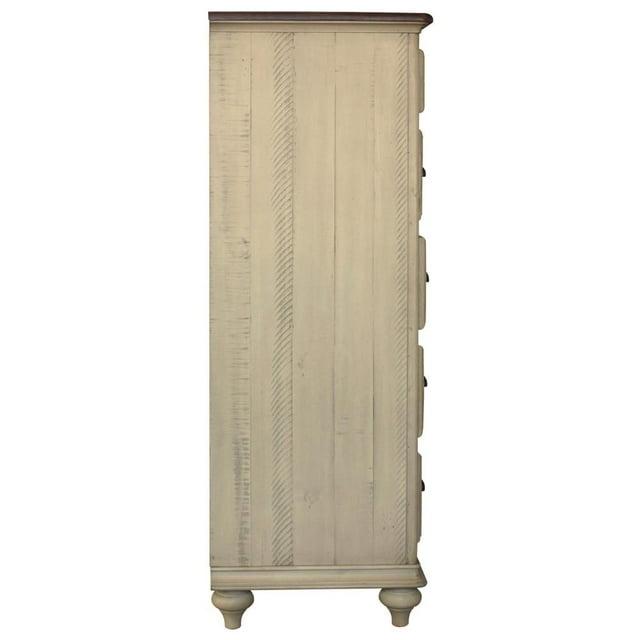 Sunset Trading Shades of Sand Wood 6-Drawer Bedroom Chest in Cream Puff/Walnut