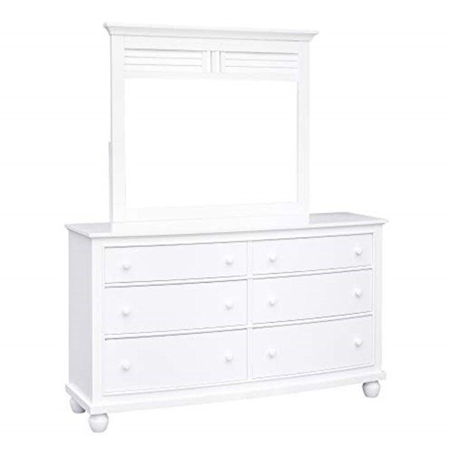 Sunset Trading Shutter Coastal Wood Dresser with Mirror in White