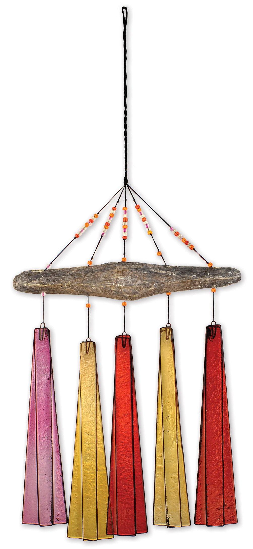 Sorbet Multicolor Glass and Driftwood Wind Chime