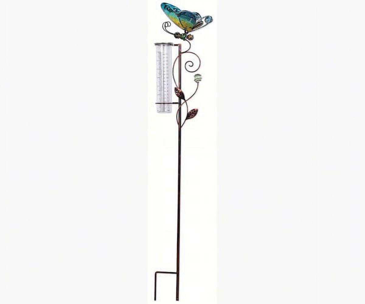 Butterfly Metal and Glass Garden Rain Gauge Stake