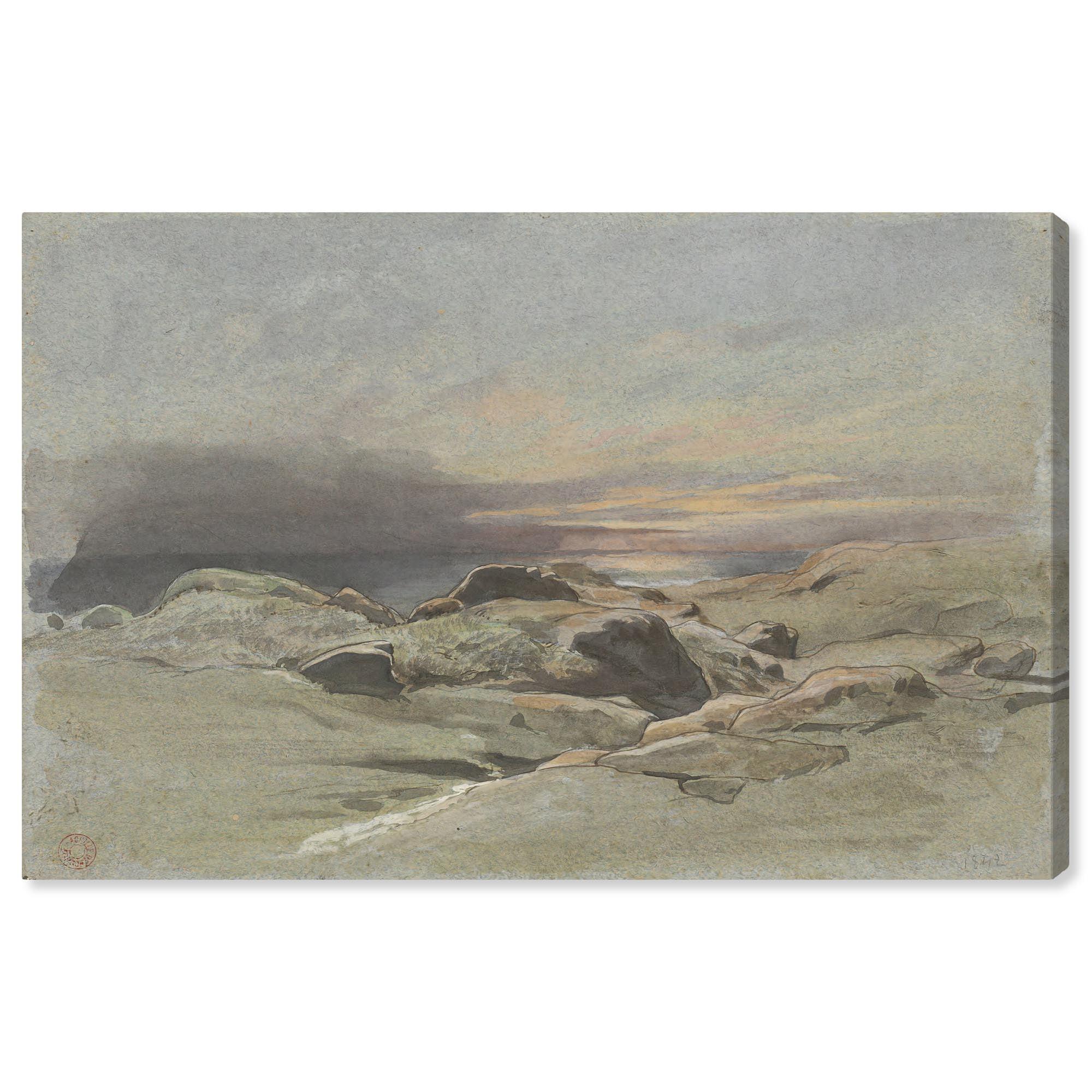Art Remedy Sunset Rocky Coastline Canvas Coastal Classic Art by Art Remedy