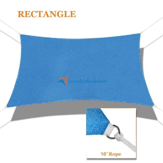 Sunshades Depot 8' x 12' Sun Shade Sail Rectangle Permeable Canopy Blue Custom Size Available Commercial Standard