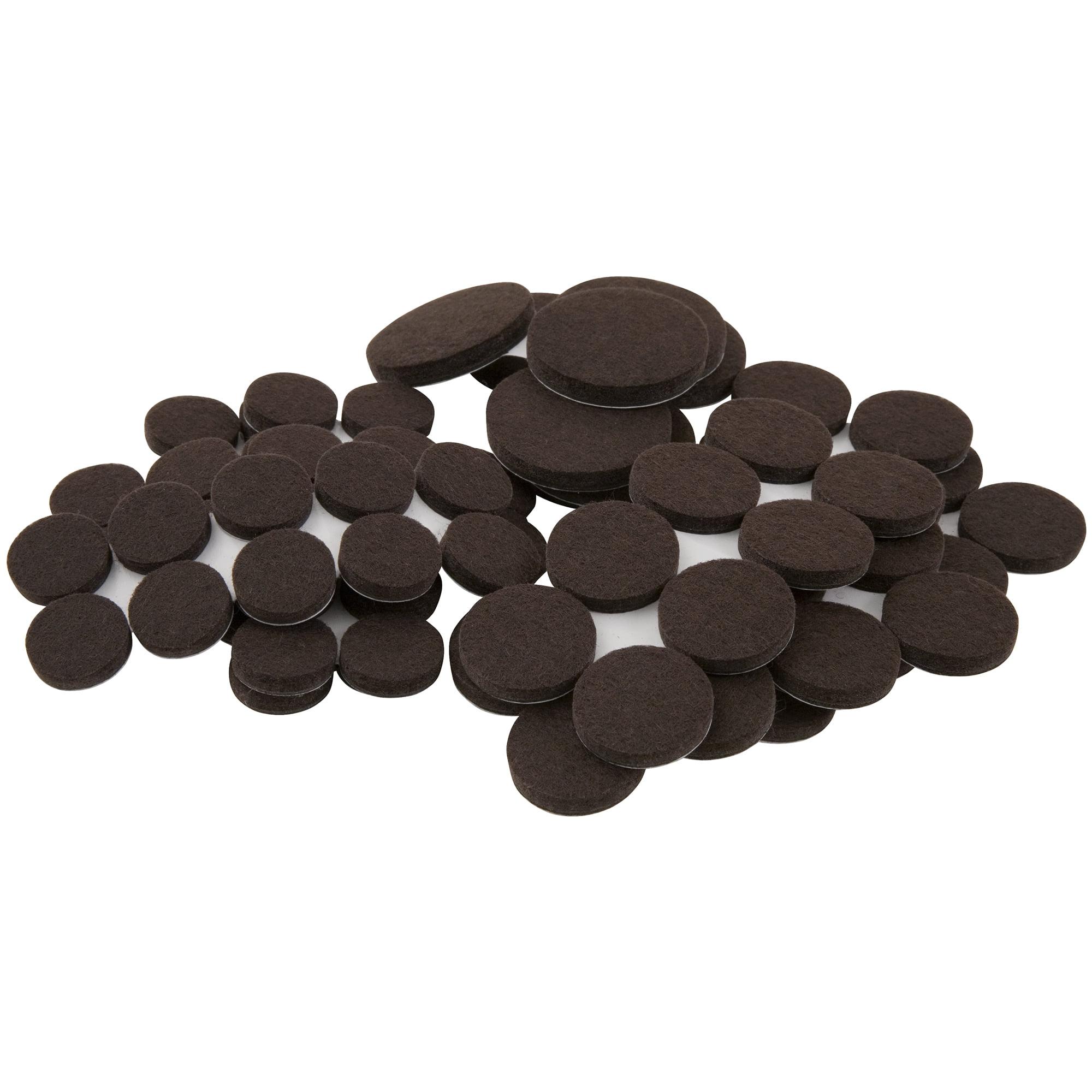 Super Sliders Assorted Round Self Stick Felt Furniture Pads Brown, 80 Pack