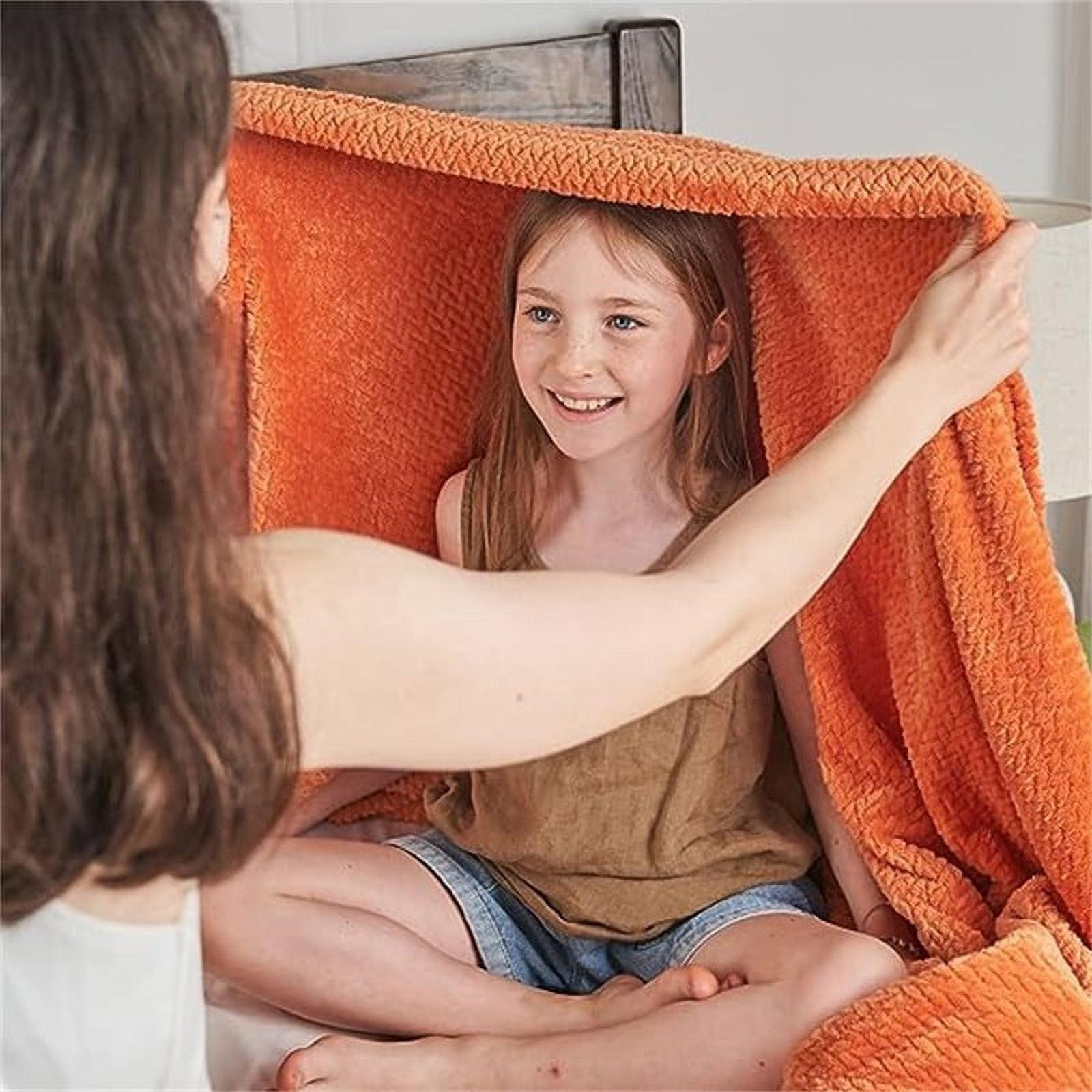 Super Soft Orange Flannel Fleece Throw Blanket