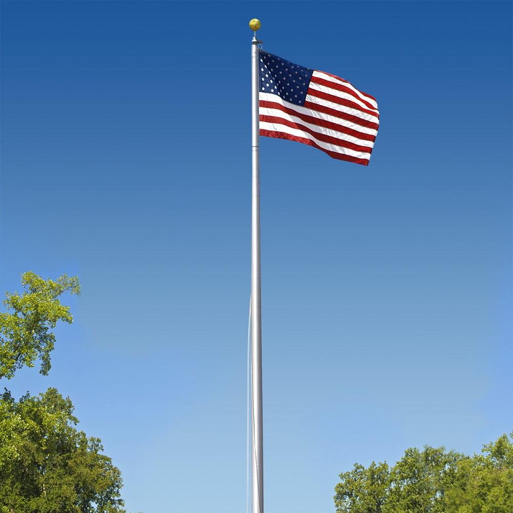 Super Tough 20ft Satin Aluminum Outdoor Flagpole with Accessories