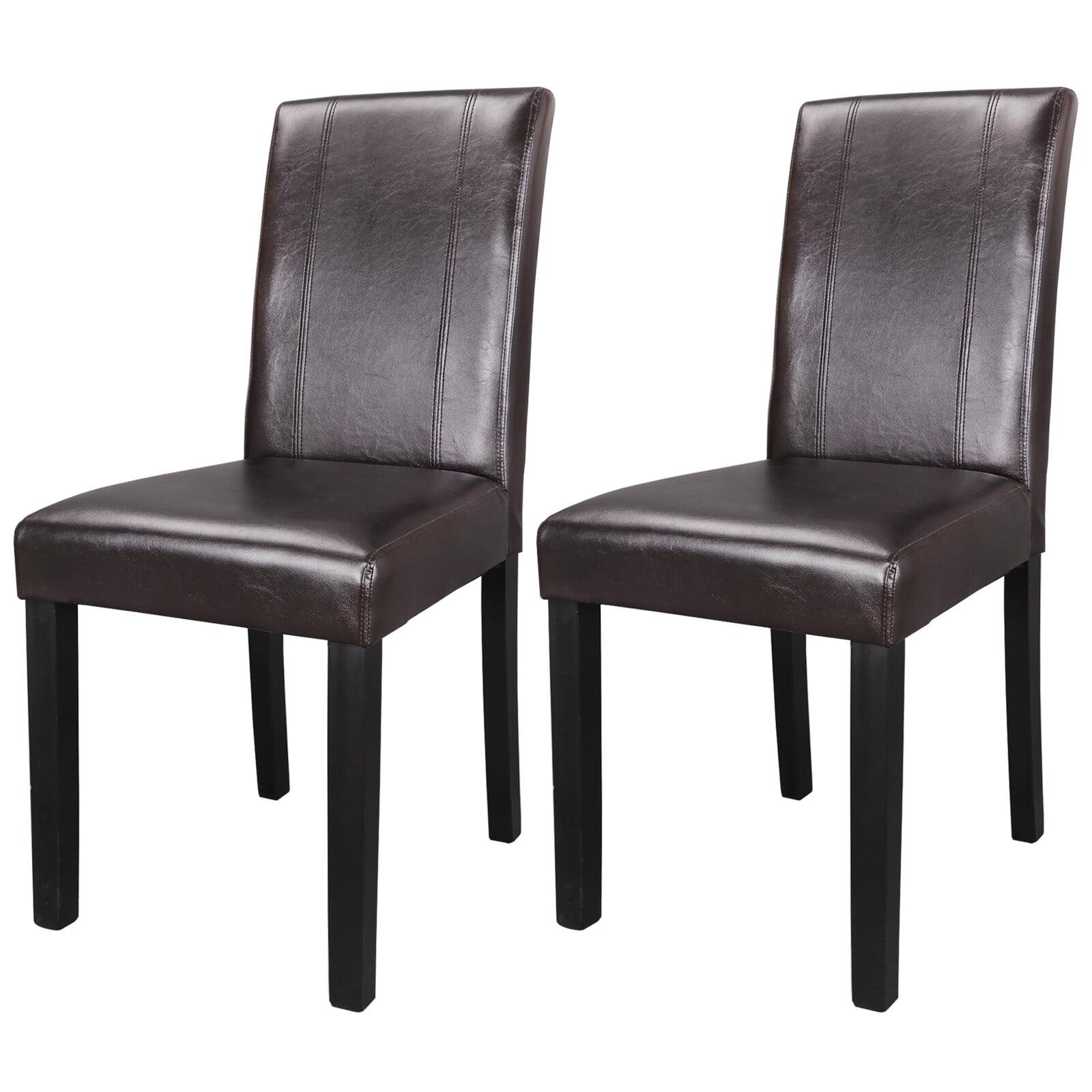 Solid Wood Leatherette Padded Parson Chair, Set of 2