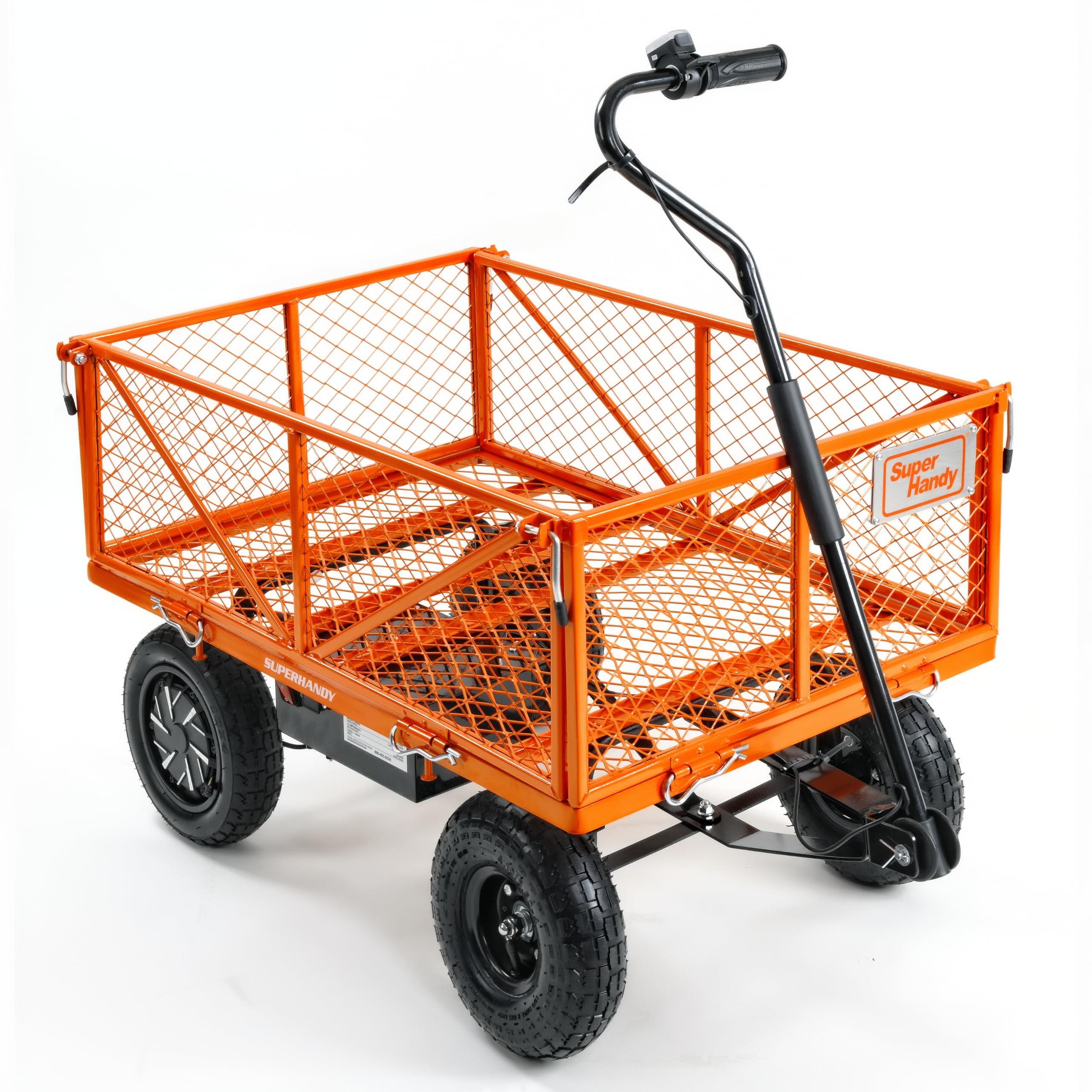 Electric-Assist Orange Alloy Steel Outdoor Utility Wagon