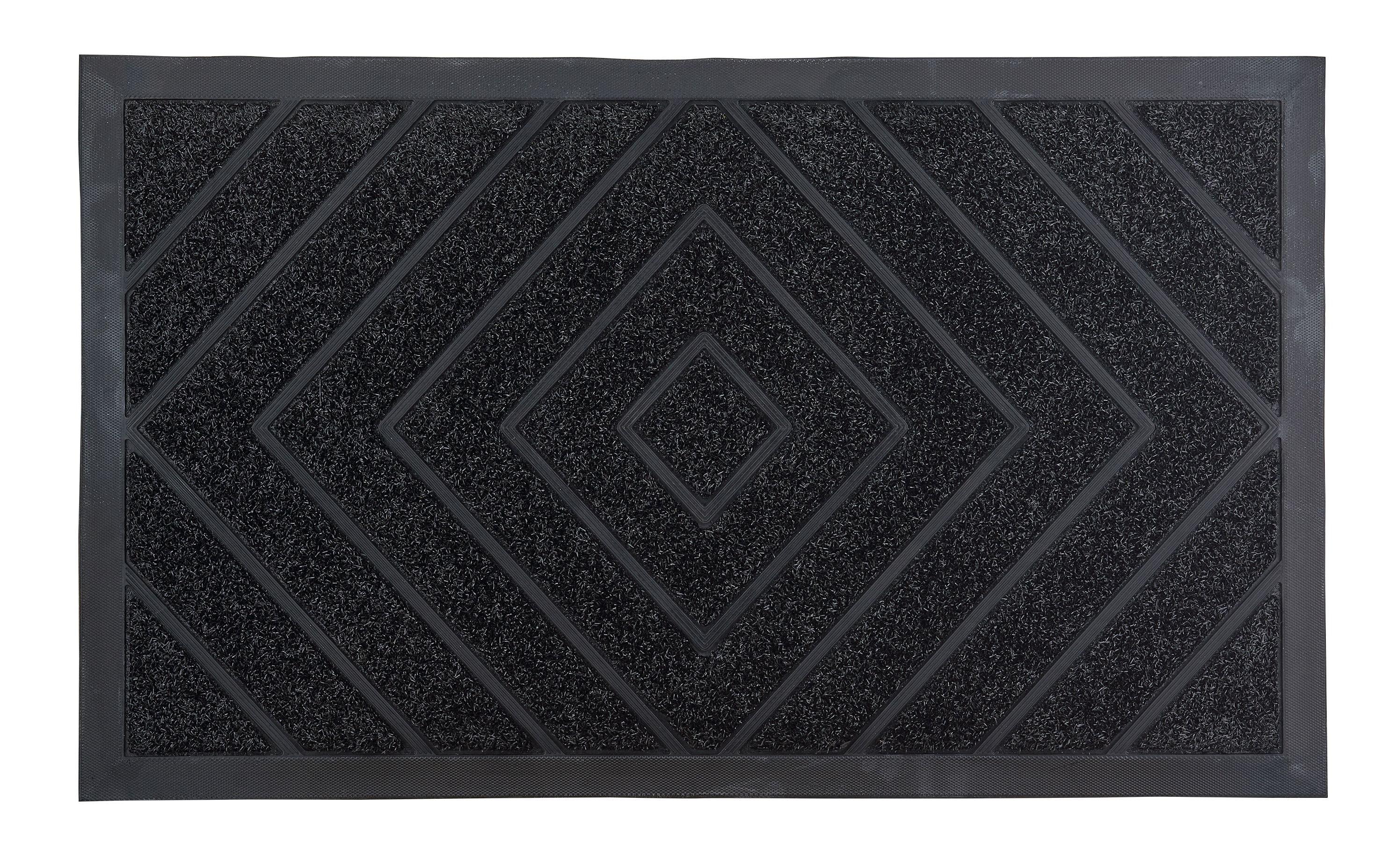 Elegant Black Diamond Coir 30"x18" Outdoor Welcome Doormat