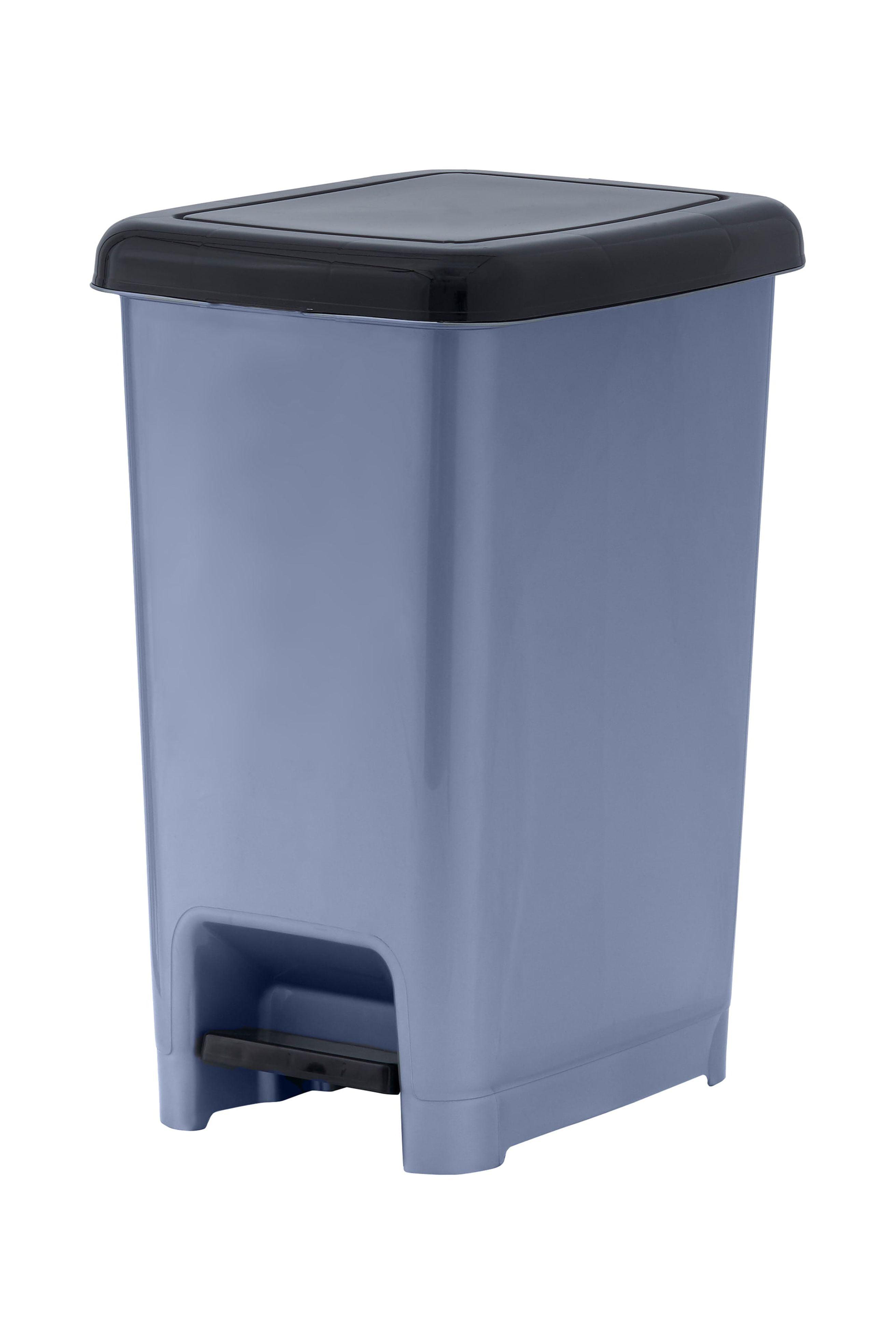 Superio Slim Pedal Trash Can, 10 Qt. Grey Bin with Black Pedal Step On Lid, 2.5 Gallons