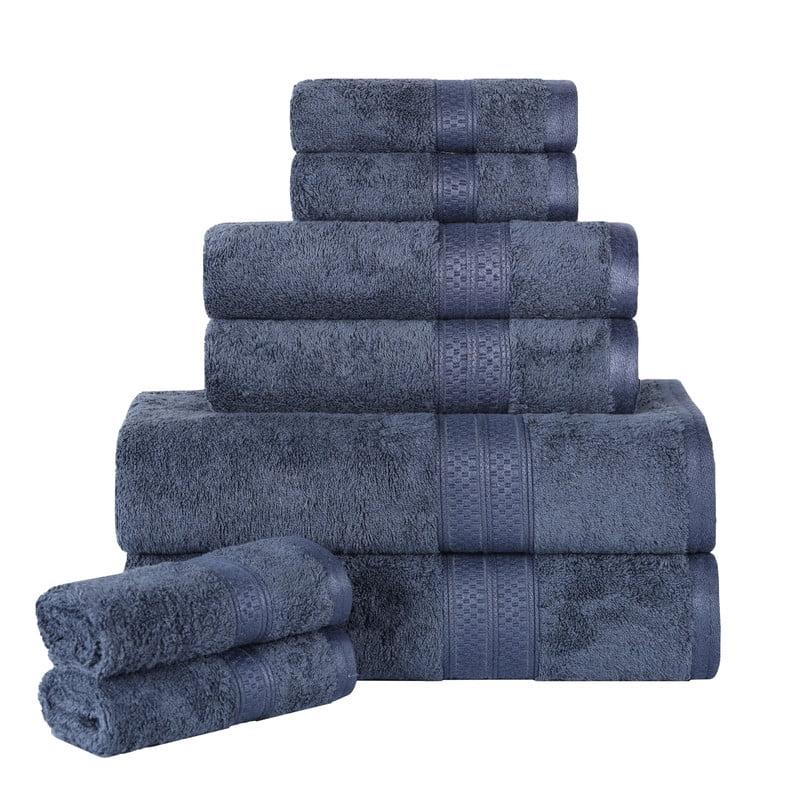 Superior 8-Piece Ultra-Soft Bamboo Bath Towel Set for Bathroom, Spa, and Gym, Royal Blue