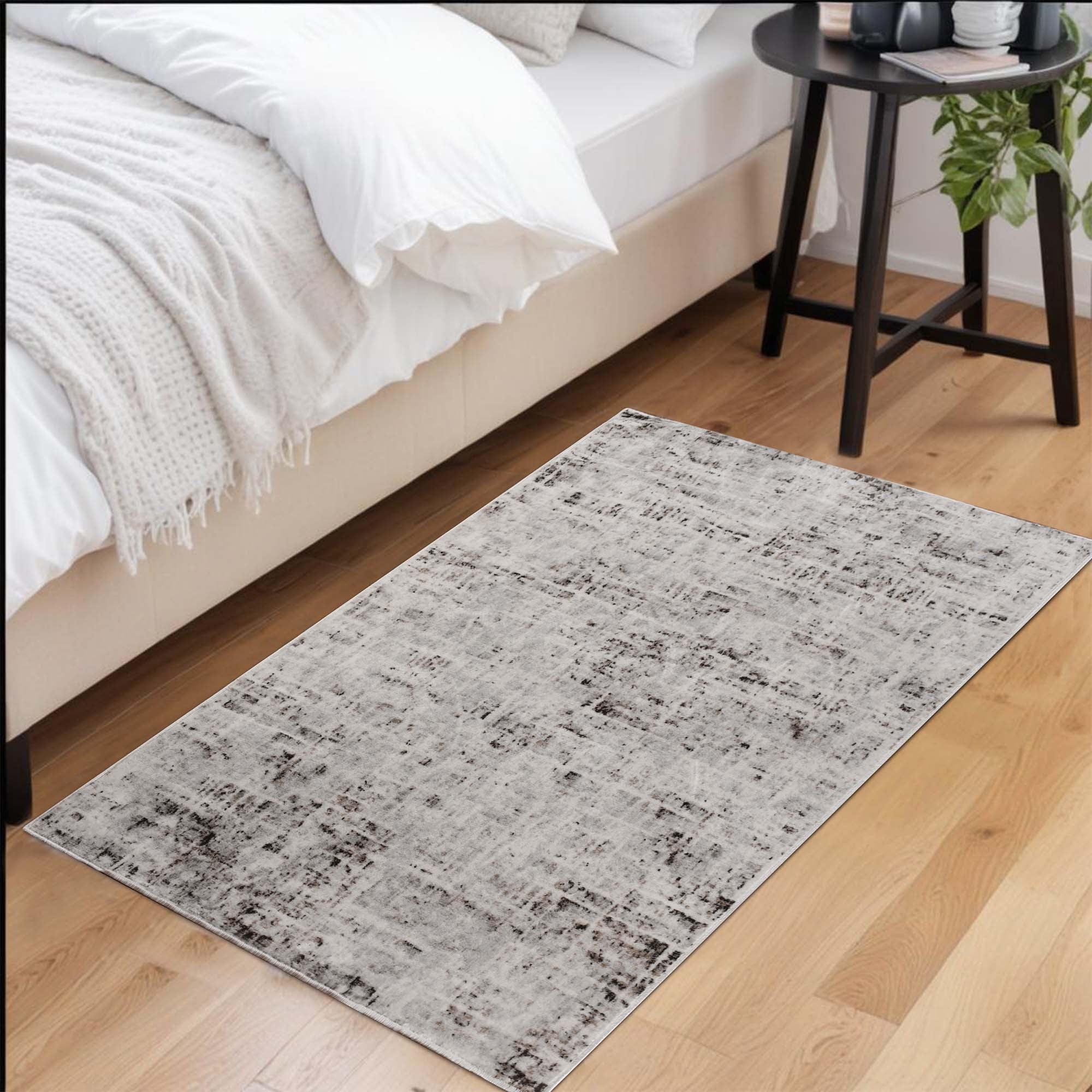 Charcoal Abstract Low Pile Polyester Indoor Area Rug, 3' x 5'