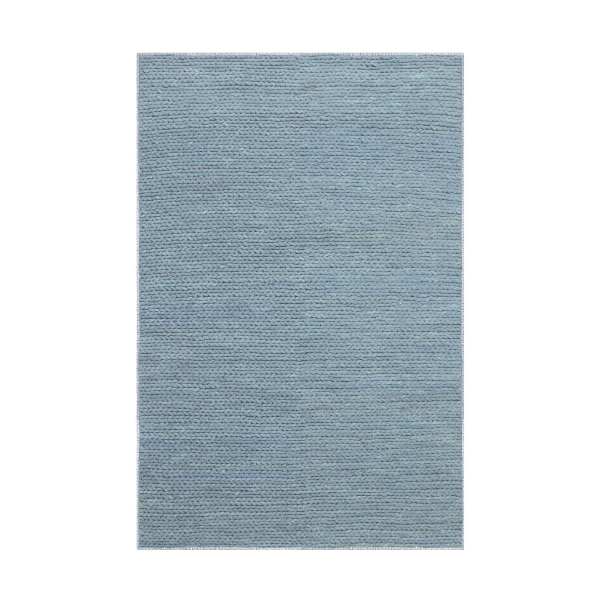 Juniper Traditional Rustic Handmade Braided Wool Light Blue Area Rug