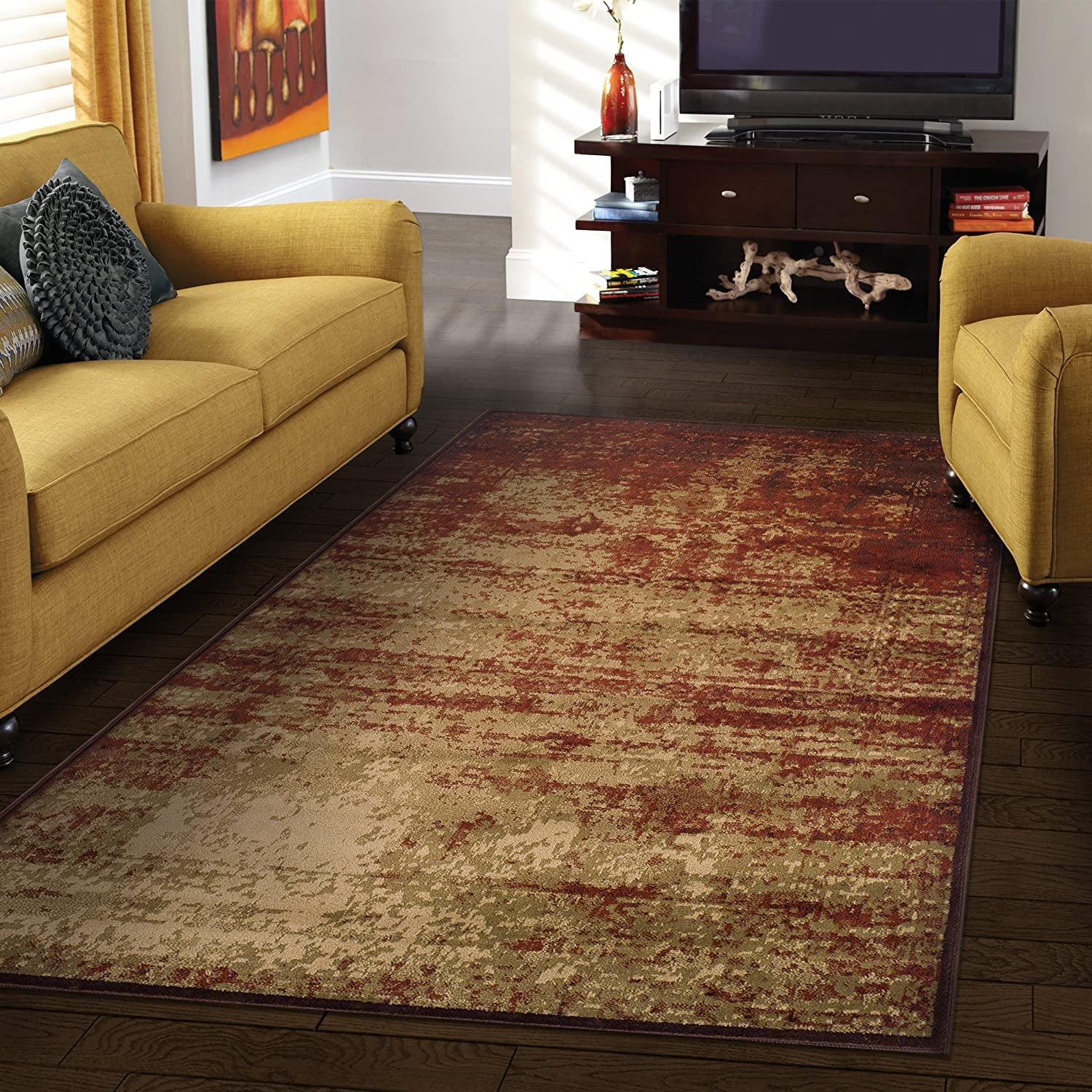 Auburn Abstract Stain-Resistant Synthetic Area Rug, 4' x 6'