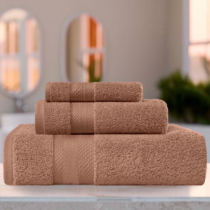 Superior Aria Turkish Cotton Solid Heavyweight 3-Piece Taupe Towel Set