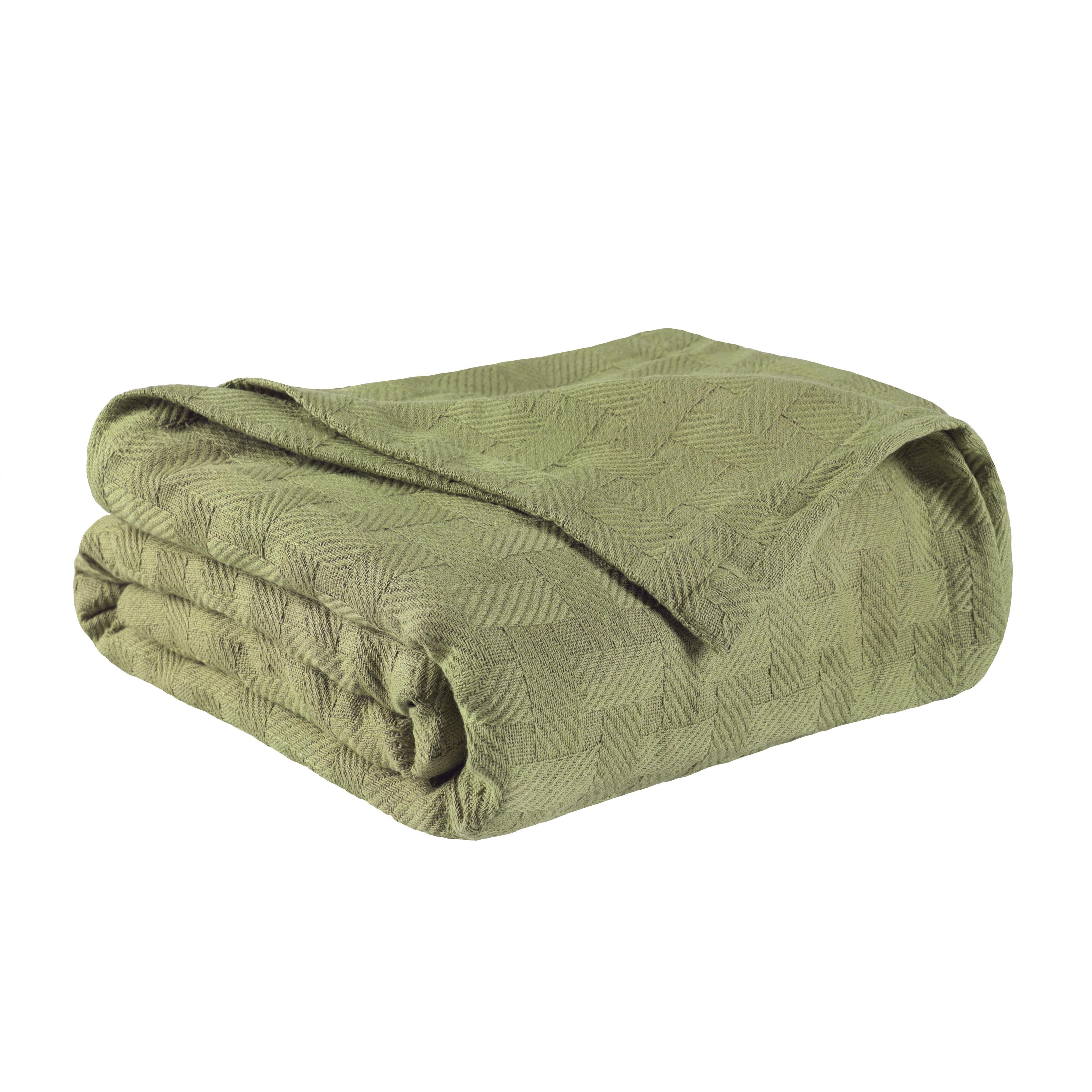 Superior Basketweave All-Season Cotton Blanket, King, Sage