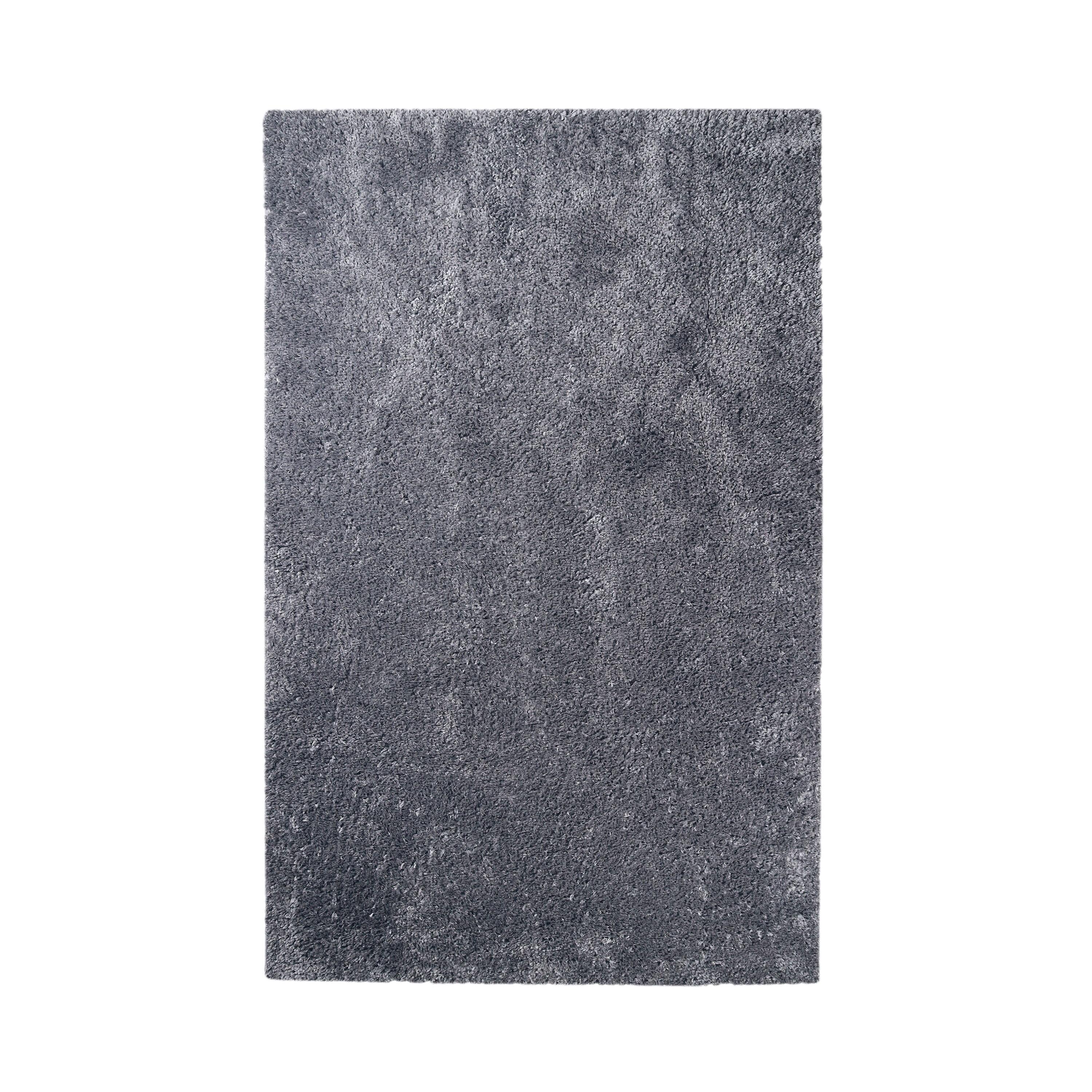 Plush Gray Shag Area Rug 5' x 8' with Cotton Backing