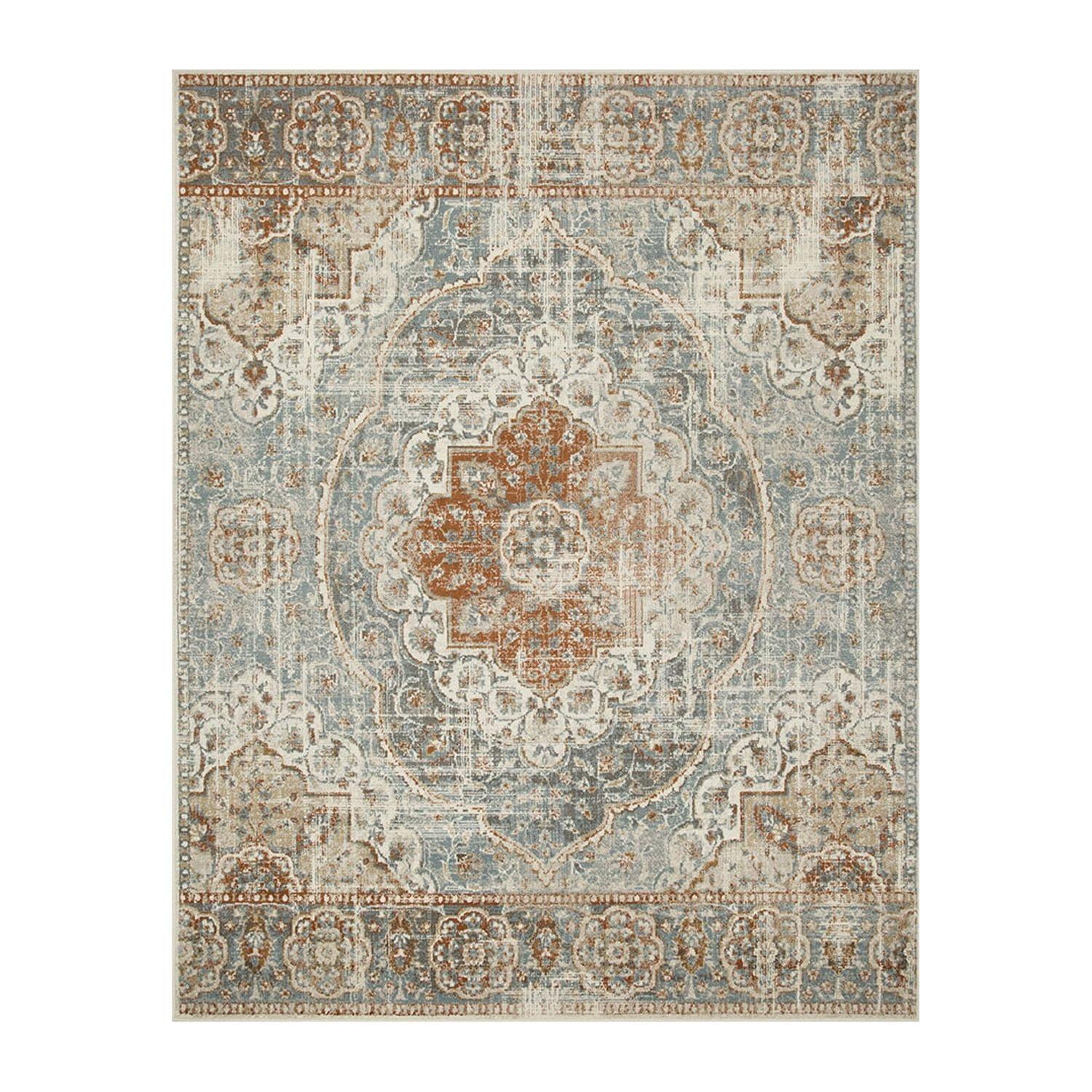 Canal Blue Medallion Indoor Area Rug, 5' x 8', Easy Care