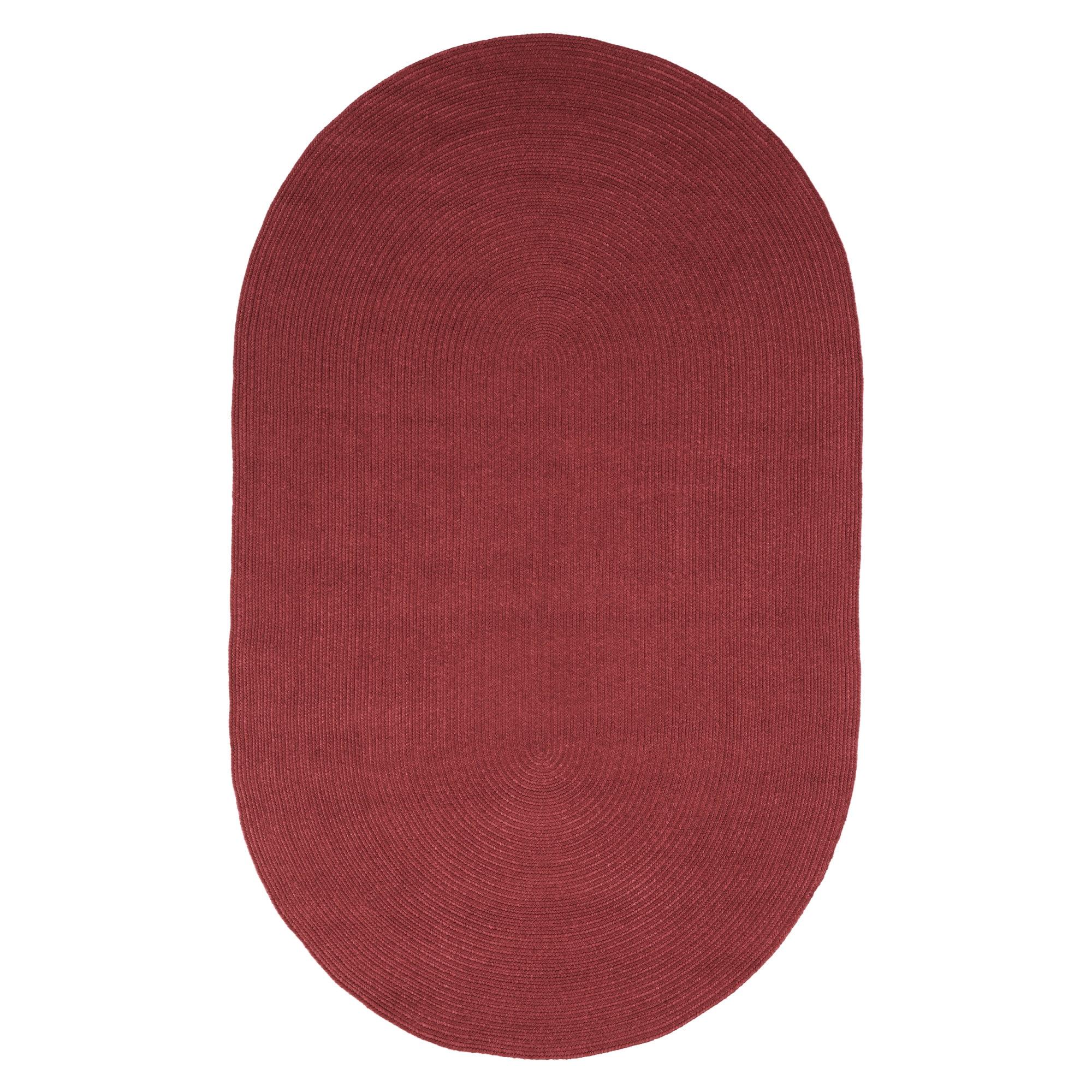 Burgundy Oval Braided Synthetic Reversible Area Rug 3' x 5'