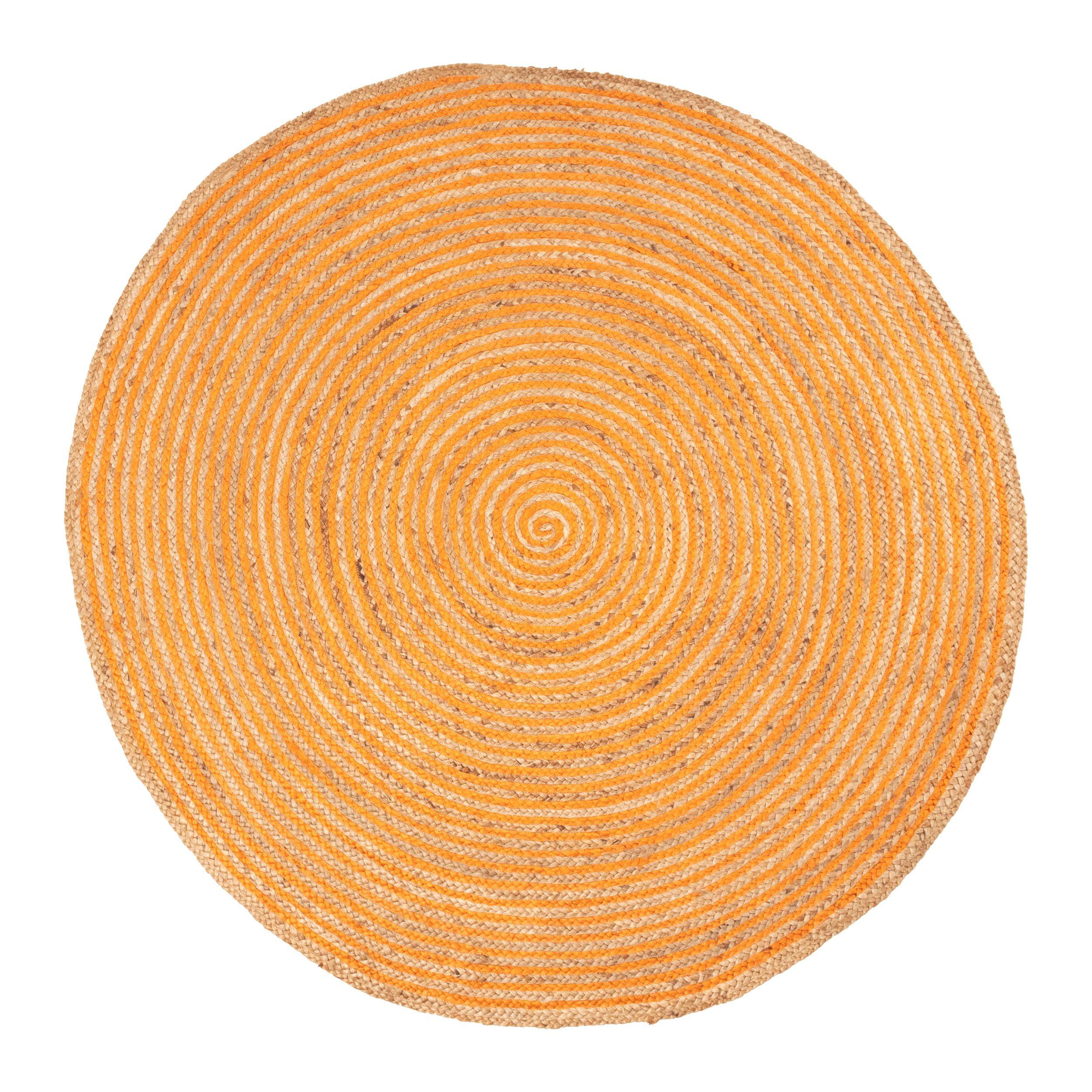 Lenexa Handwoven Bright Orange Jute 10' Round Area Rug