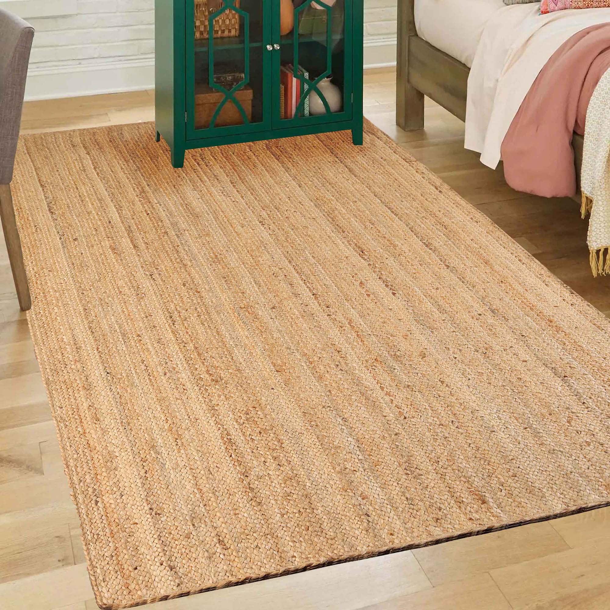 Superior Braided Jute Handwoven Area Rug 8' x 10', Indoor Outdoor Rugs, Natural Tan