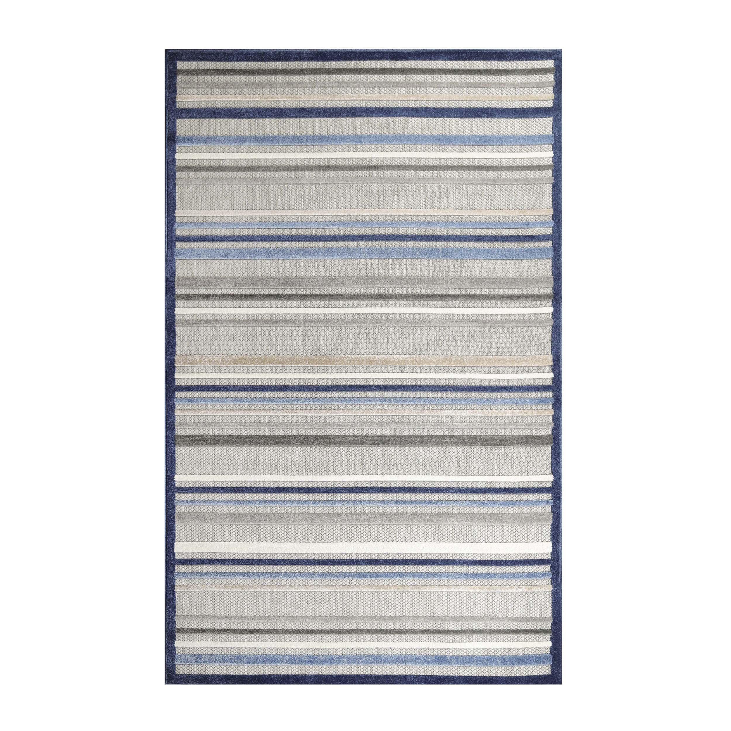 Superior Casual Geometric Stripe Indoor/Outdoor Area Rug, 5' 2" x 7' 2", Slate