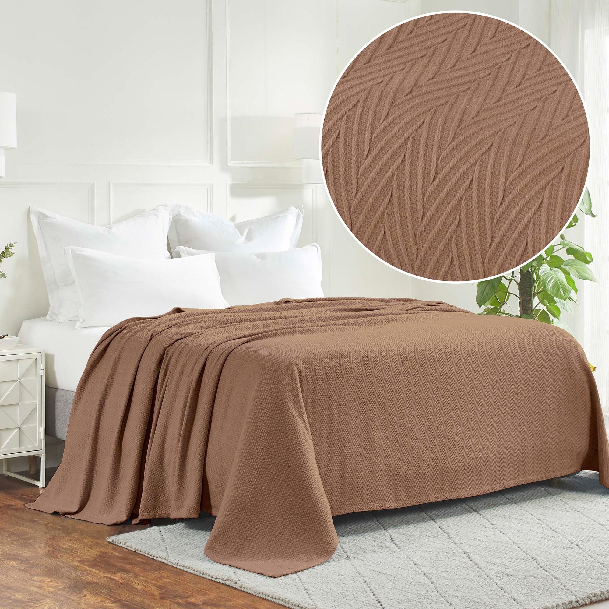 Superior Dobbyweave Knit Cotton Blanket, All Season Breathable Bed Blanket, King 90" x 108", Taupe