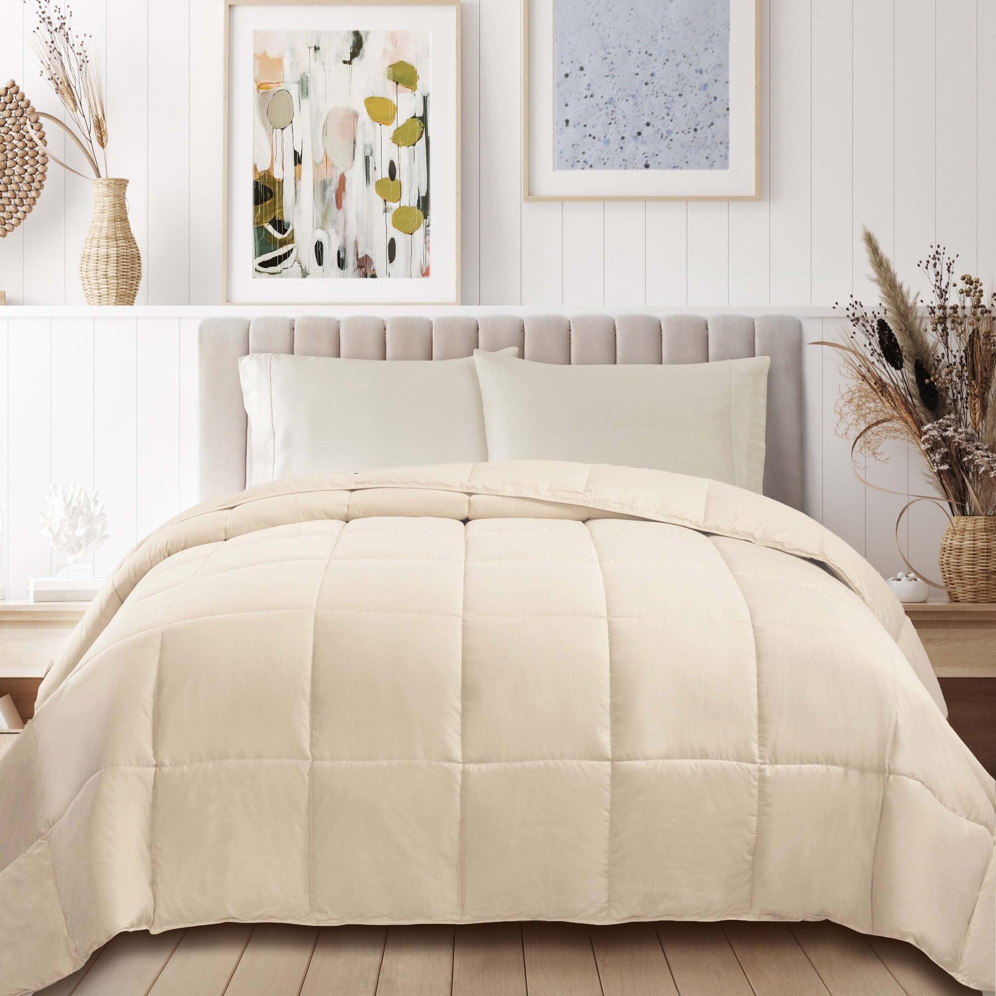 Ivory Full Reversible Down Alternative Microfiber Comforter