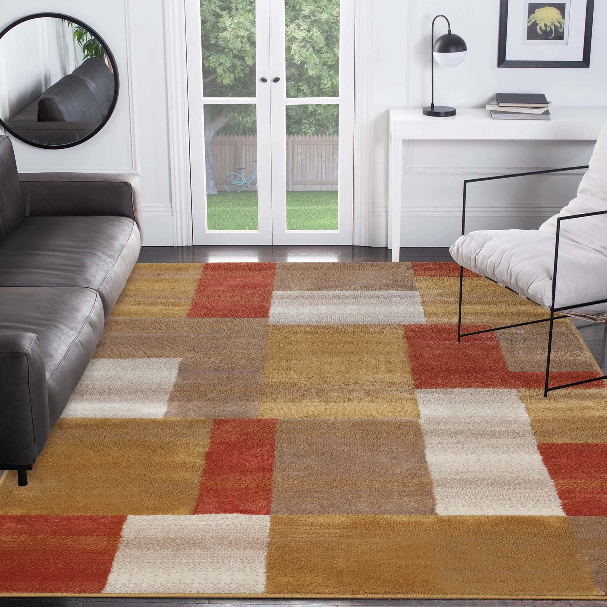Superior Color Block Area Rug 5' x 8', Ginger