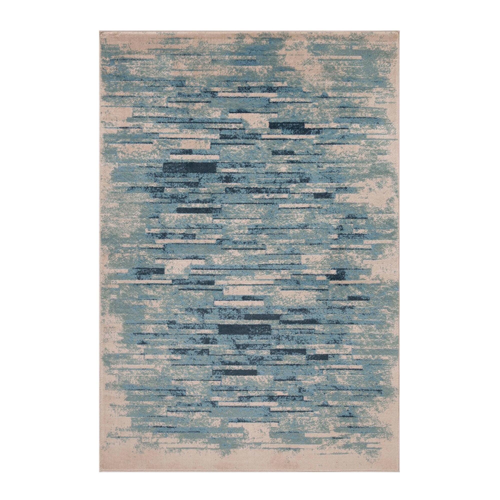 Culver Washed Brick Blue Abstract 4'x6' Synthetic Area Rug