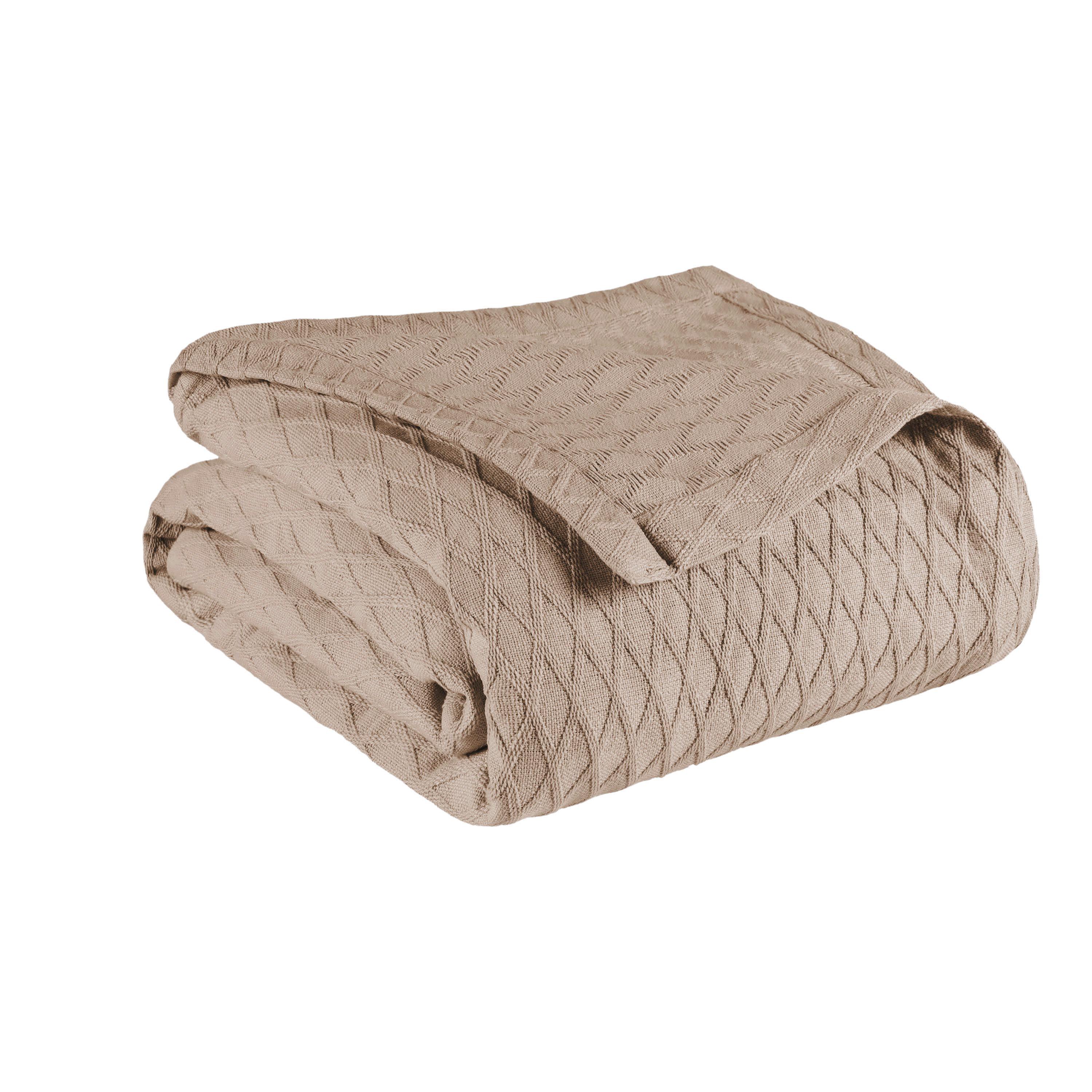 Chevron Charm All-Season Cotton Throw Blanket, 60" x 50", Khaki