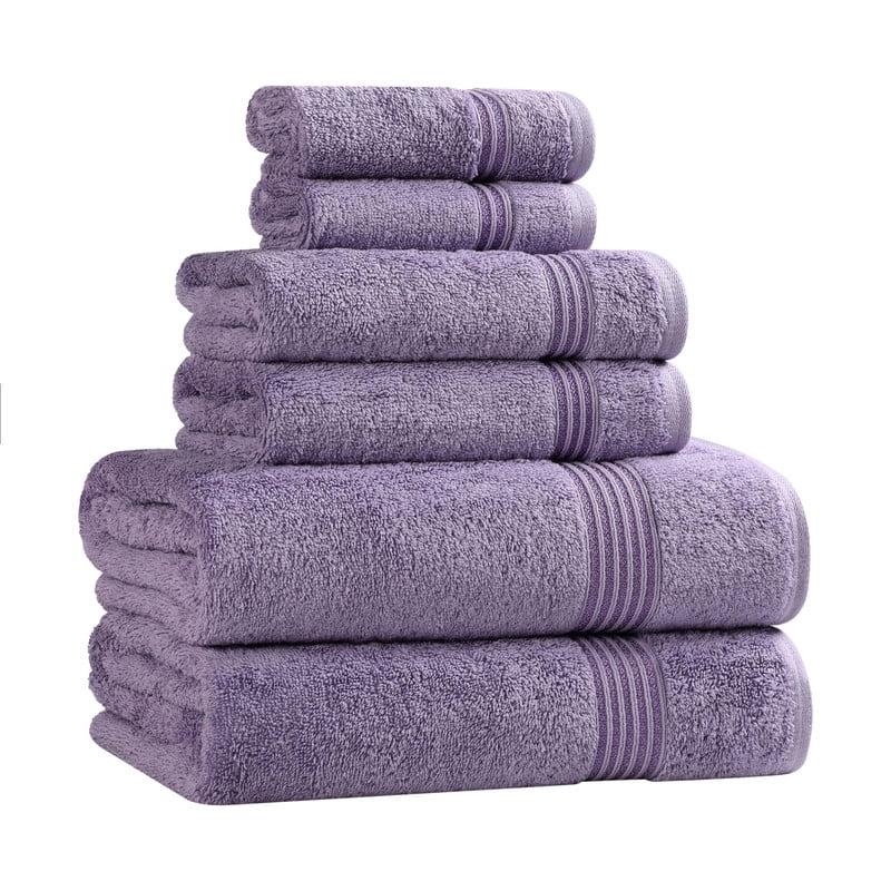 Superior Egyptian Cotton Absorbent 6-Piece Royal Purple Towel Set
