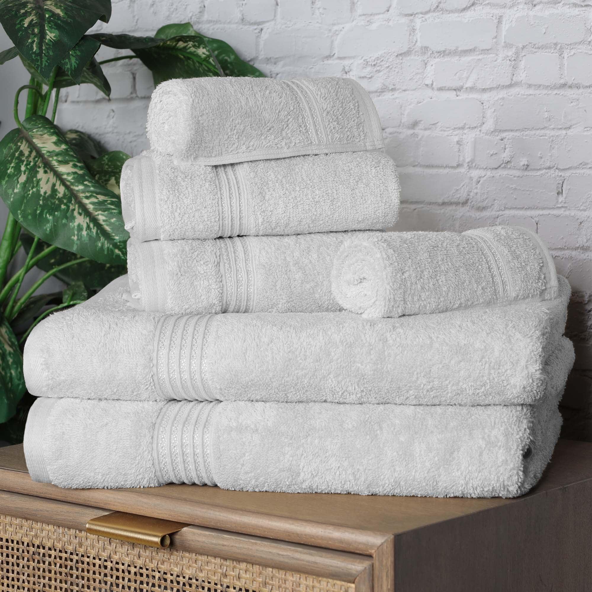 Silver Egyptian Cotton Oversized 6-Piece Towel Set