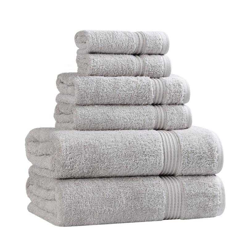 Superior Egyptian Cotton Absorbent 6-Piece, Silver, Towel Set