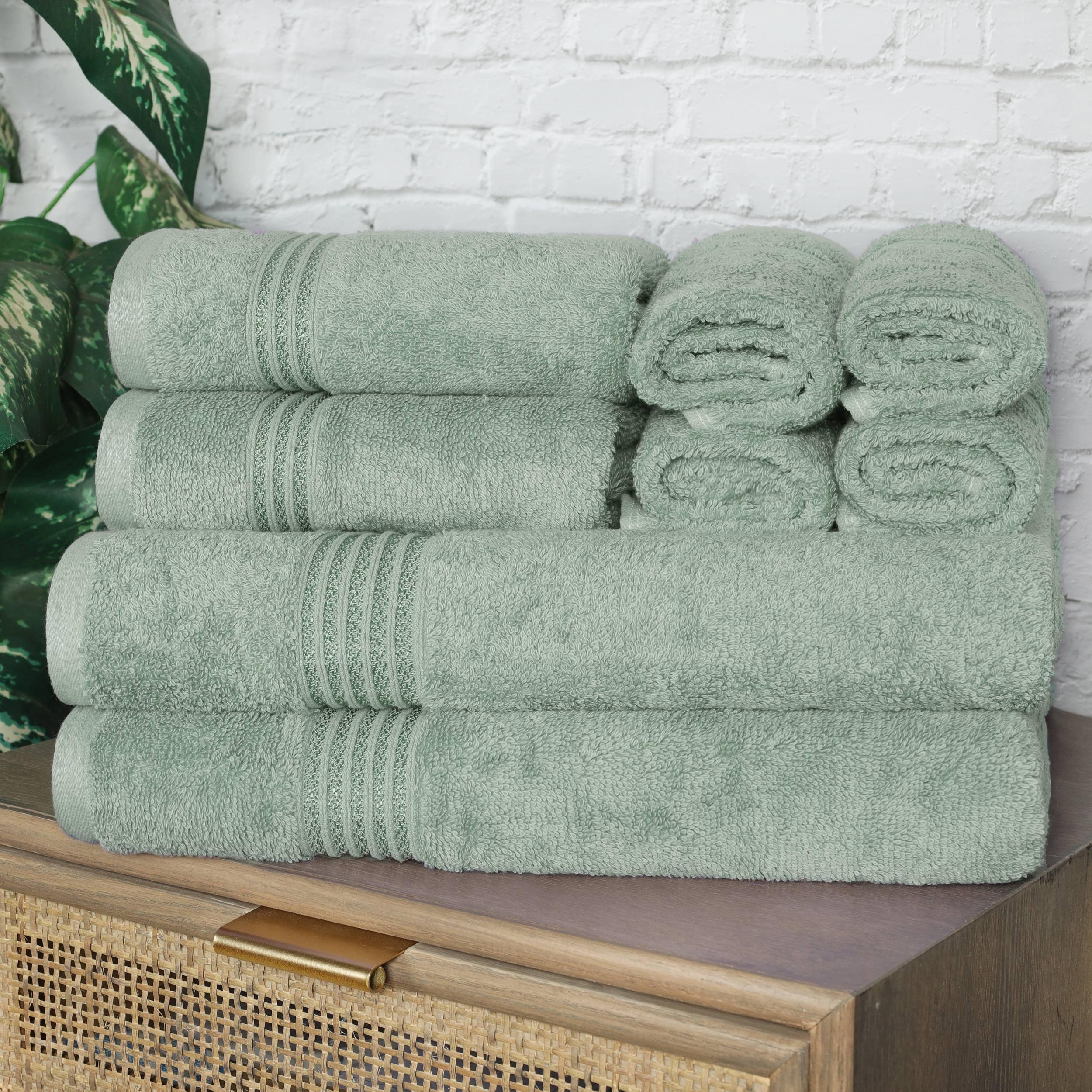 Superior Egyptian Cotton Absorbent 8-Piece Sage Towel Set