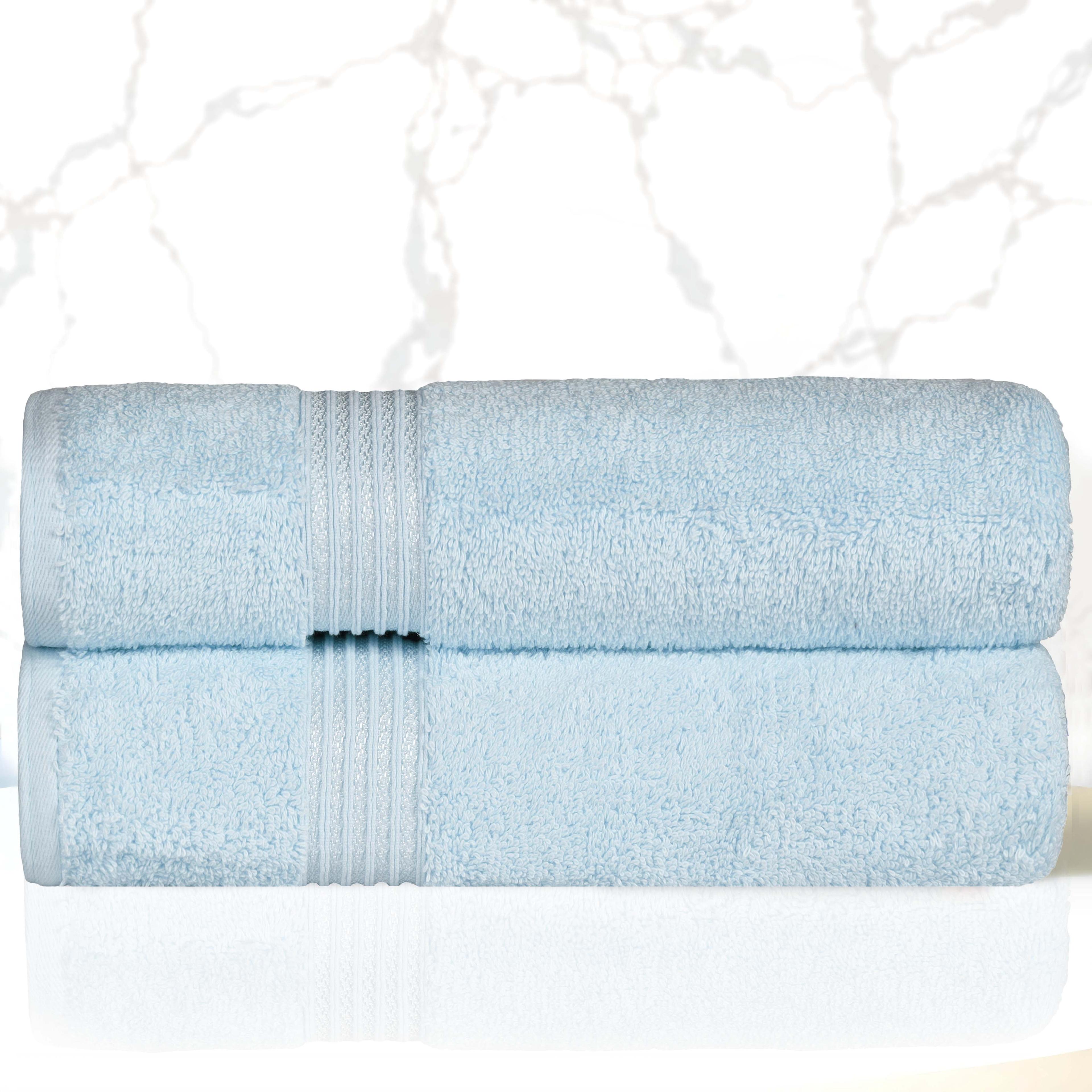Superior Egyptian Cotton Absorbent Light Blue Bath Towel Set of 2