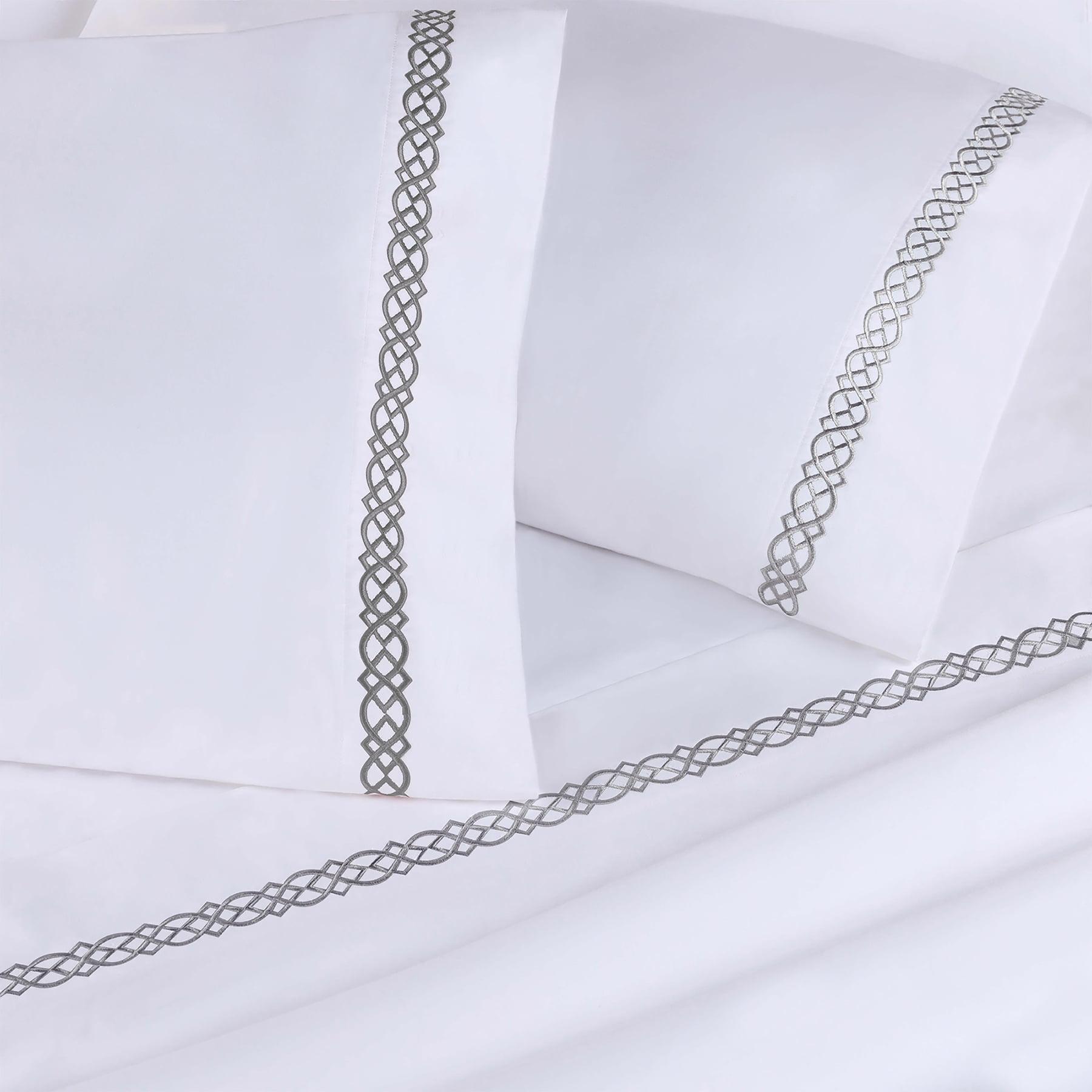 Egyptian Cotton 1000 Thread Count Embroidered Infinity Scroll Pillowcases (Set of 2)