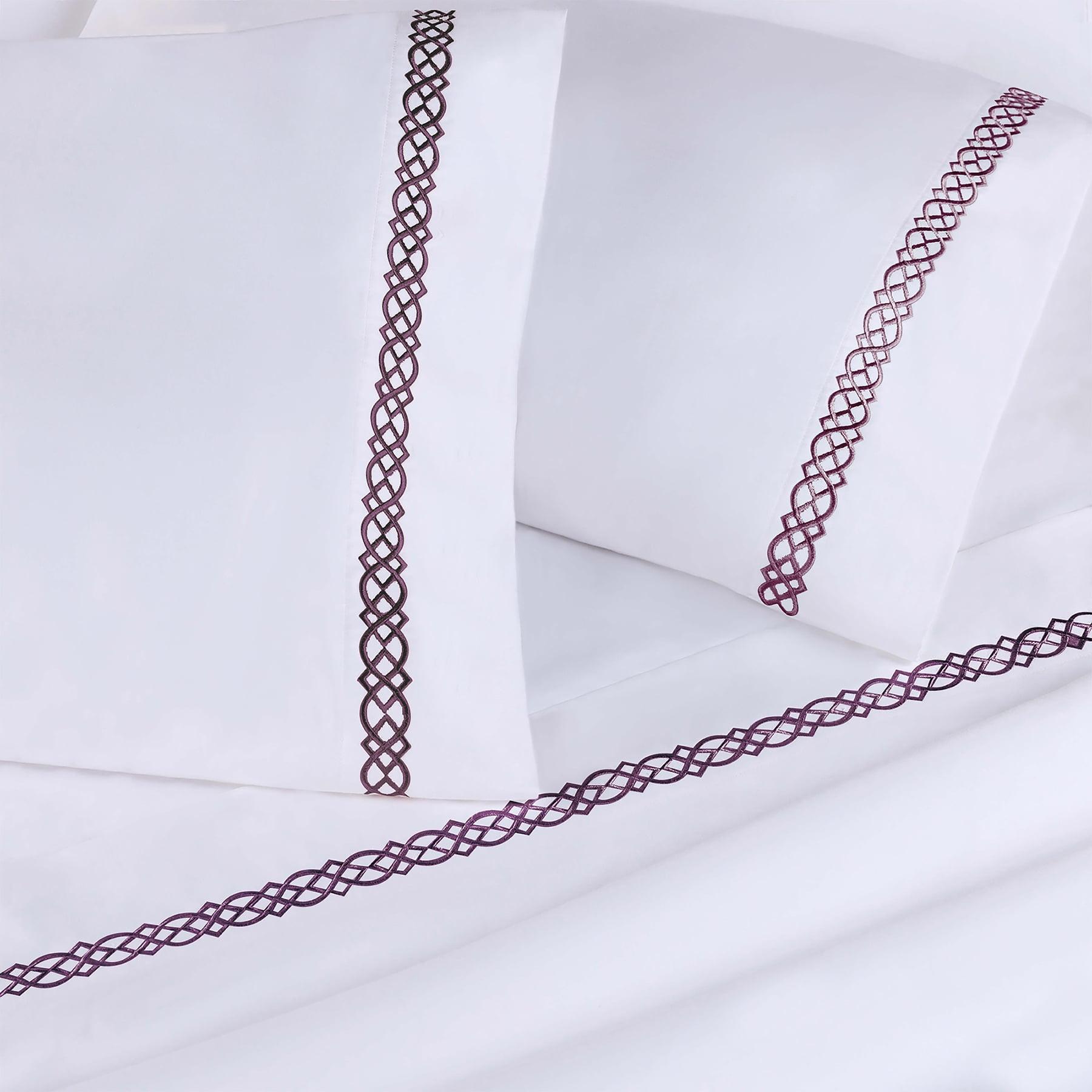 Egyptian Cotton 1000 Thread Count Embroidered Infinity Scroll Pillowcases (Set of 2)