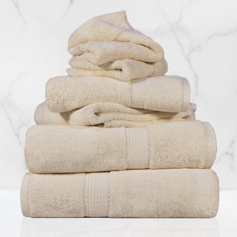 Superior 800 GSM Egyptian Cotton 6-Piece Heavyweight Towel Set, Cream