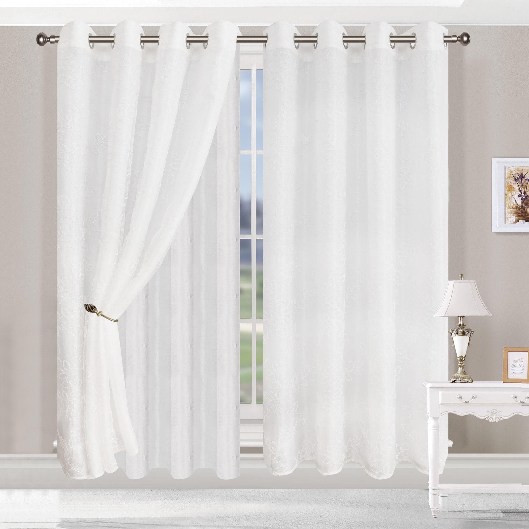 Superior Foliage Sheer Curtain Set of 2, 52" x 96", White